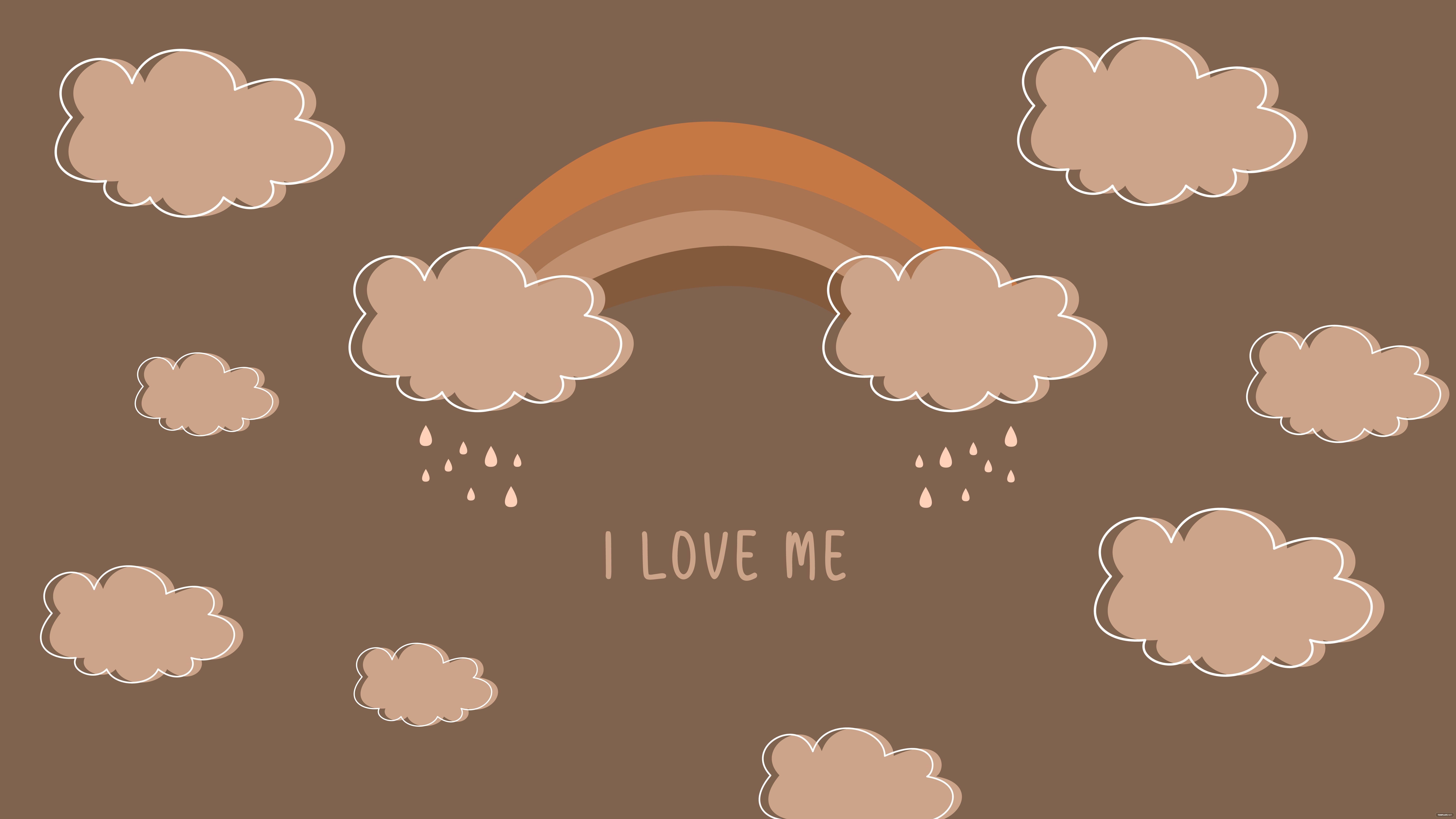 A rainbow and clouds on brown background - Preppy
