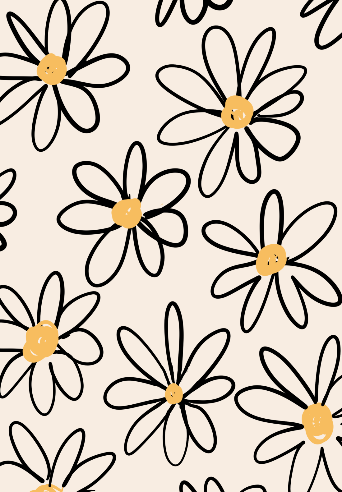 A pattern of daisies on beige background - Preppy