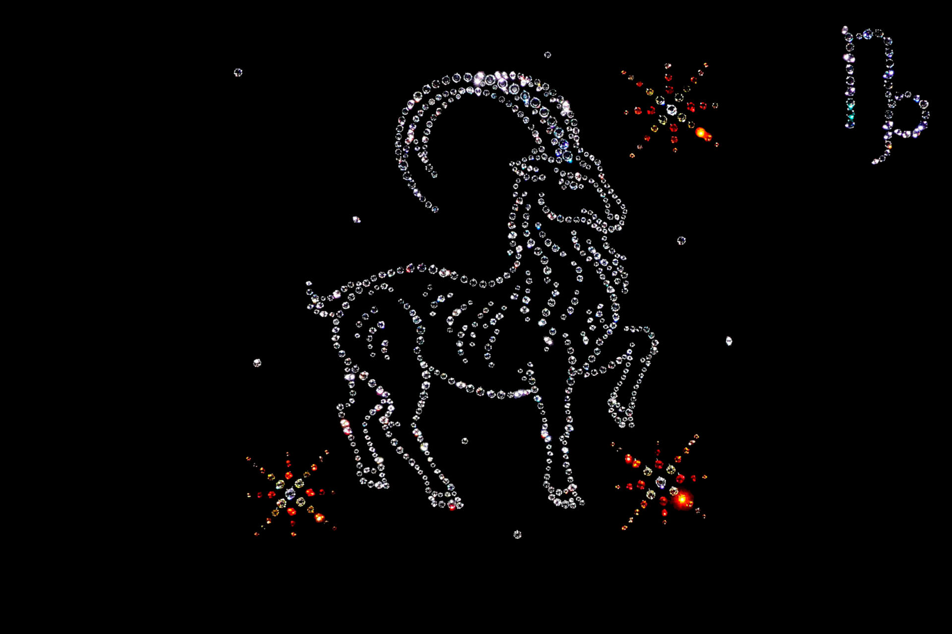 Shiny zodiac sign Capricorn on a black background Desktop wallpaper 1152x864