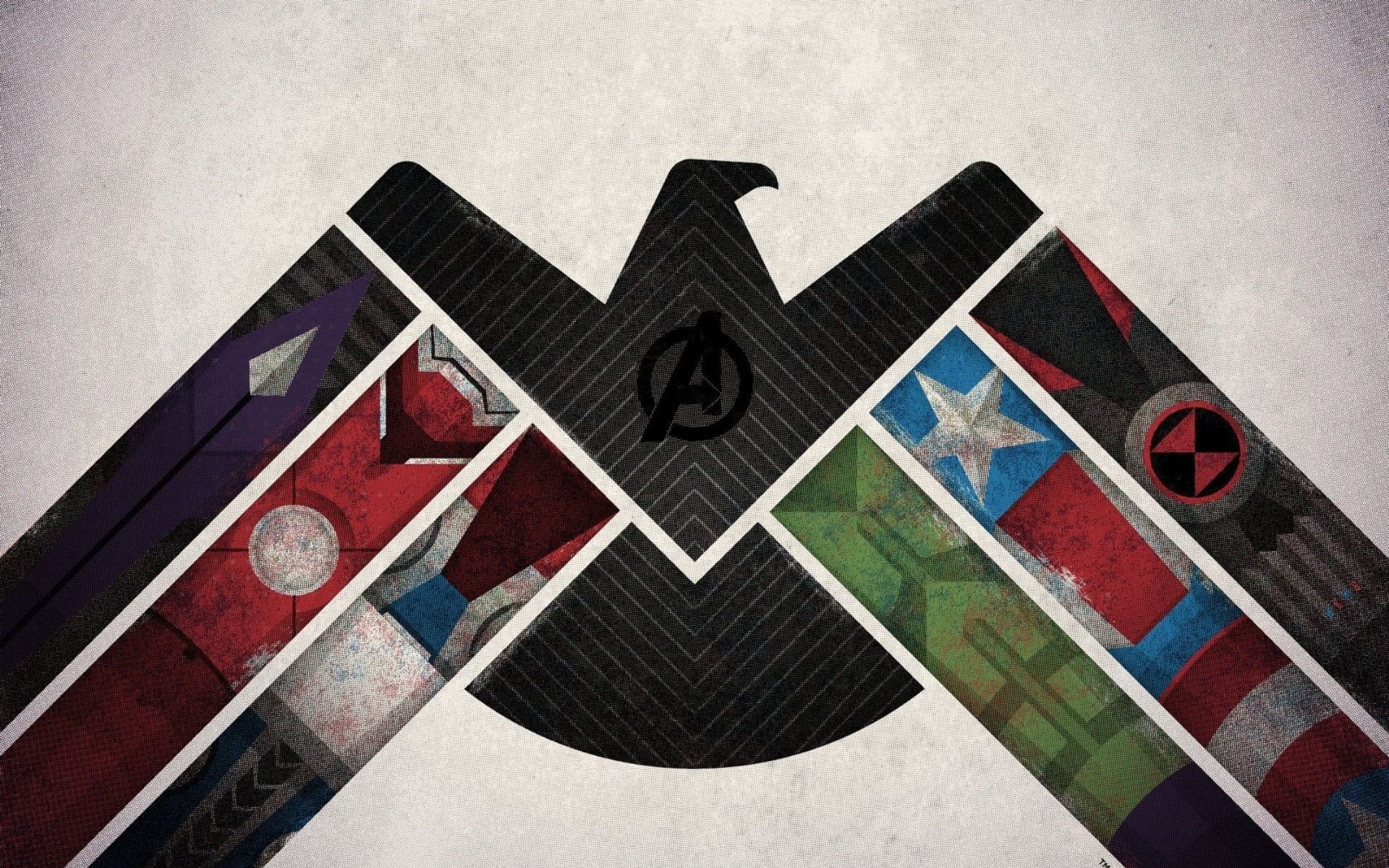 Avengers logo with different colored stripes - Marvel, Thor, Avengers