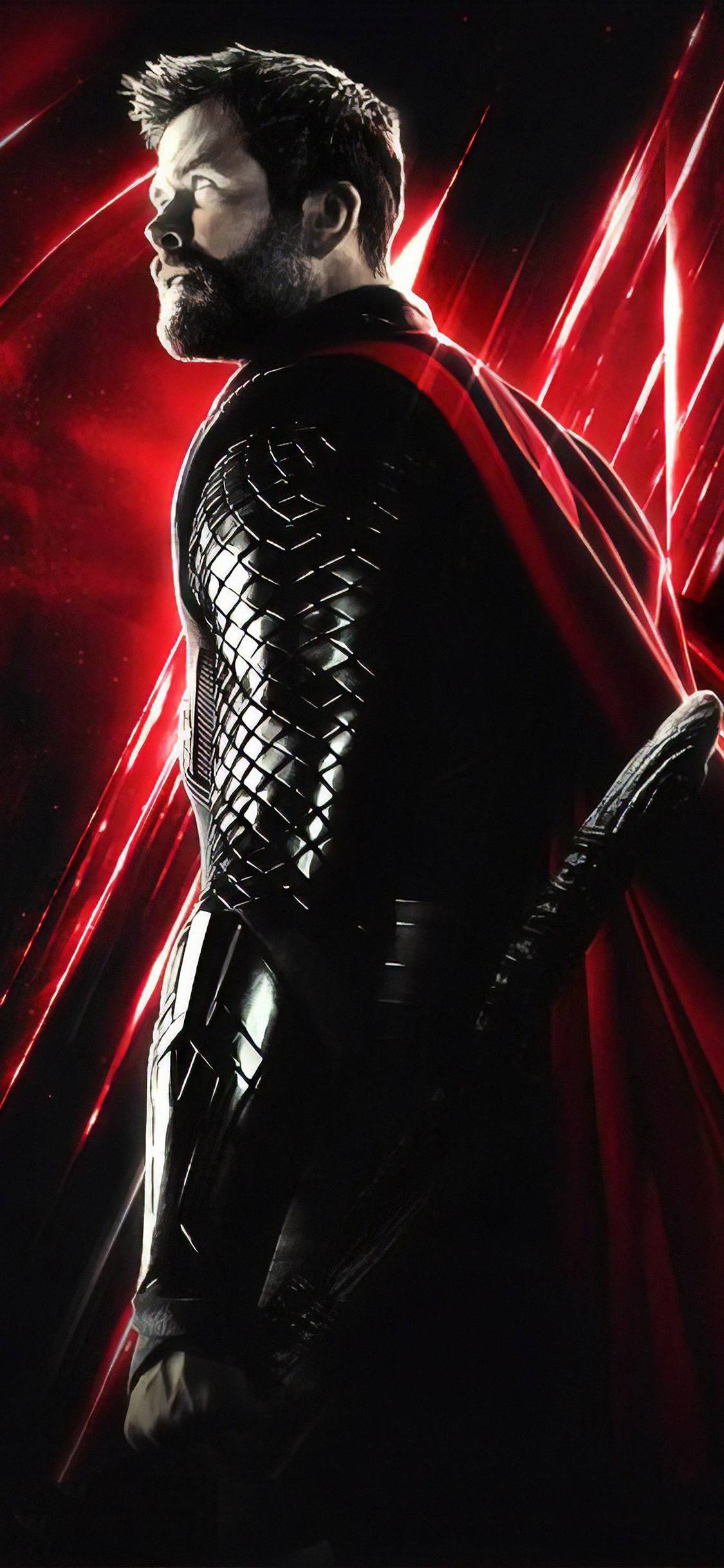 Thor in a red cloak with a red and black background - Marvel, Thor