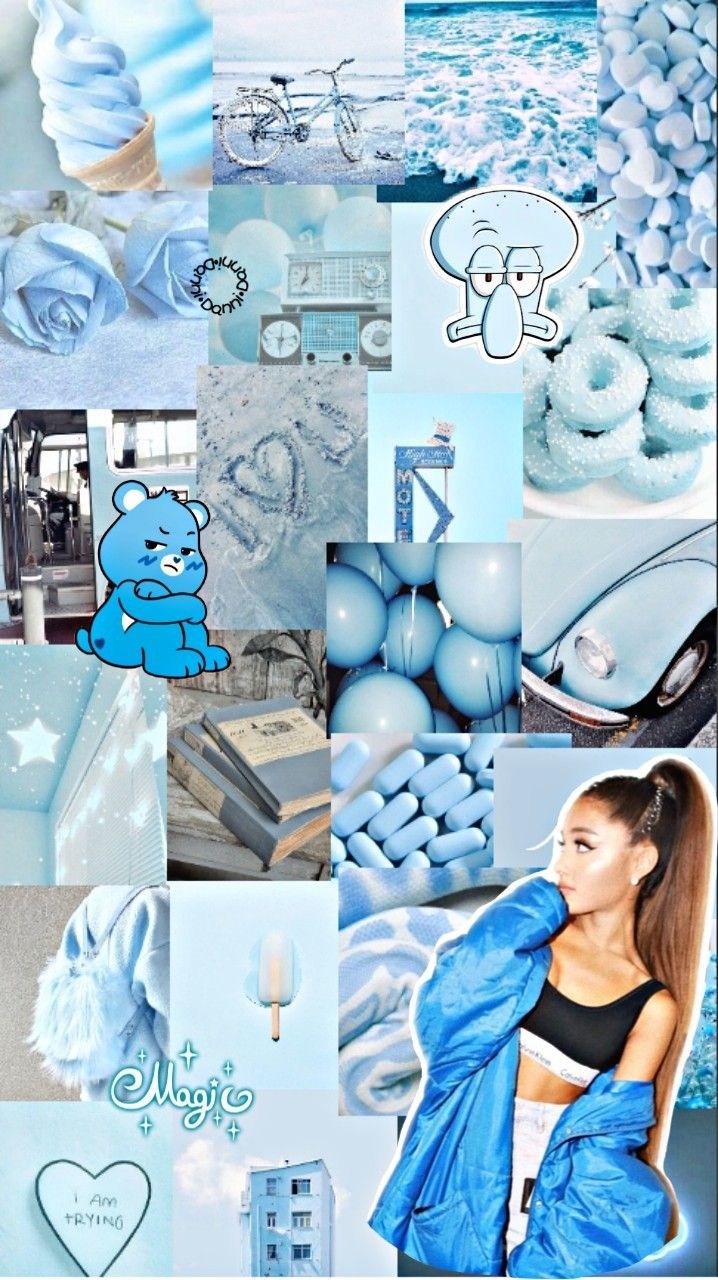 A collage of blue aesthetic pictures - Aries