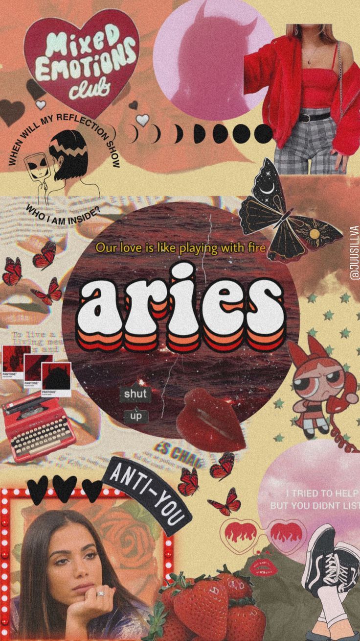 A collage of images with the word zodiac in it - Aries