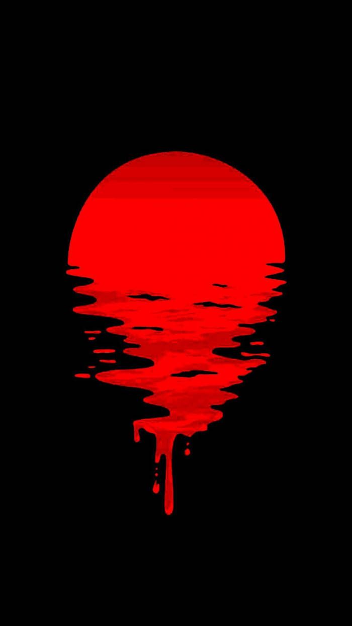 Download Cute Dark Red Sun Art Wallpaper