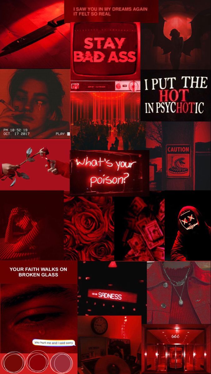 A collage of red and black images - Dark red