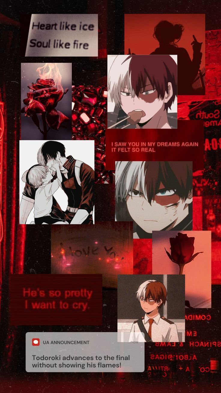 Tokyo Ghoul anime aesthetic background with pictures of the characters. - Dark red, red, Shoto Todoroki