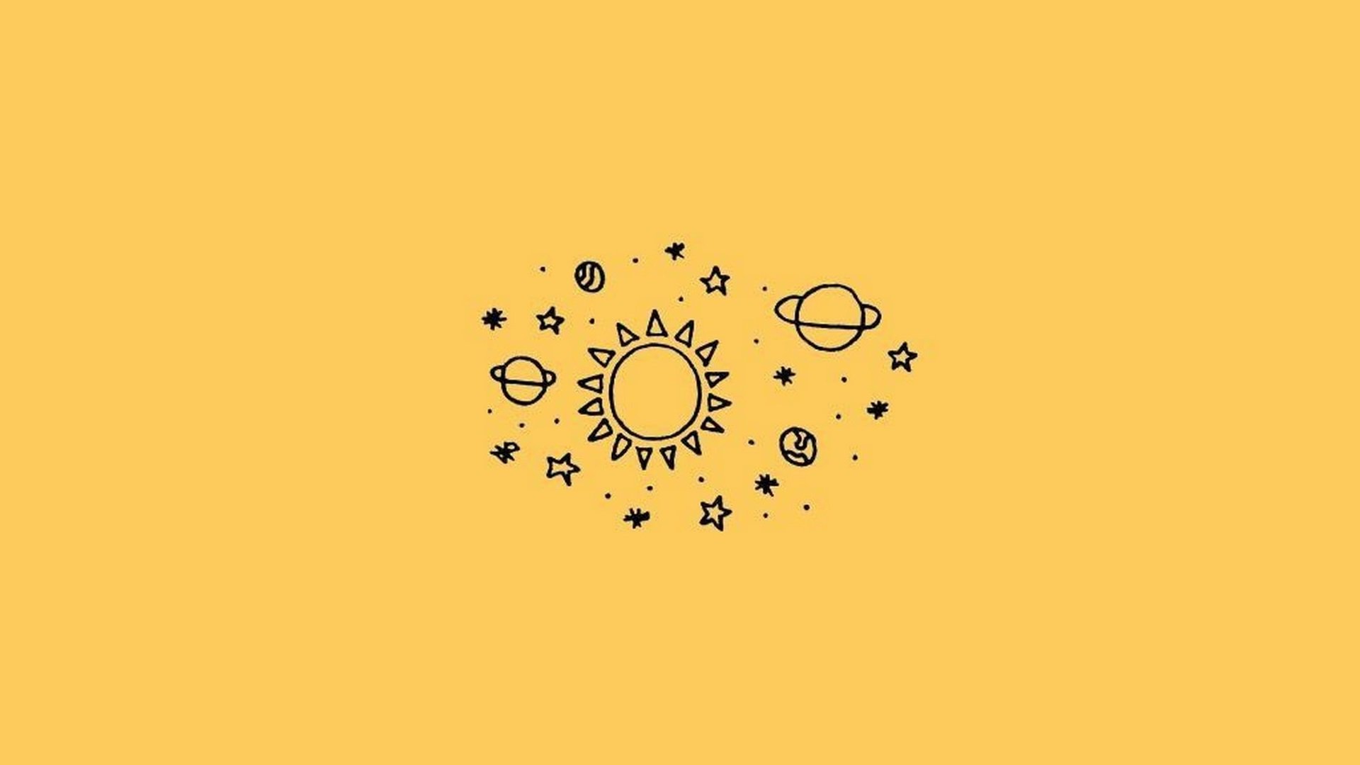 A space logo with the sun and planets - Yellow