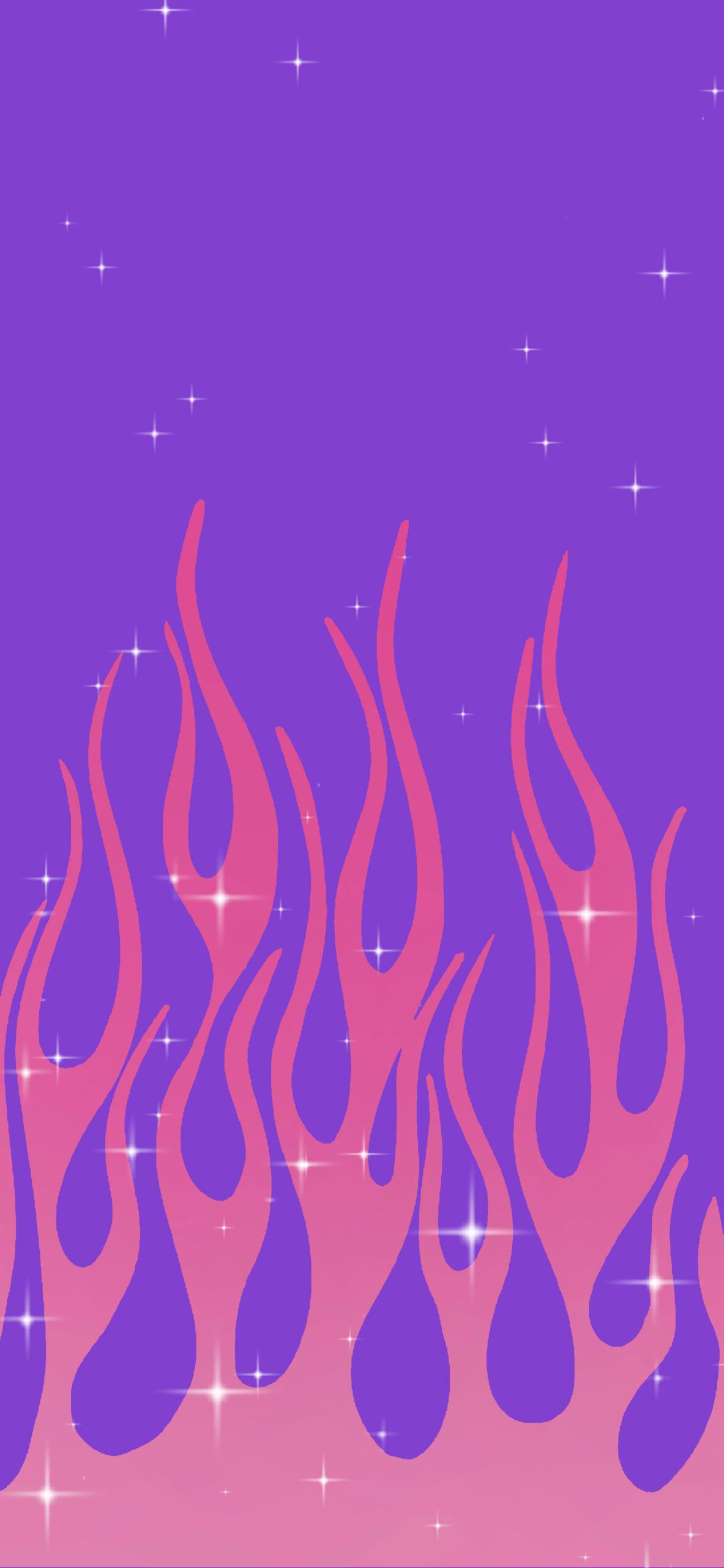 A purple background with flames and stars - Fire, flames