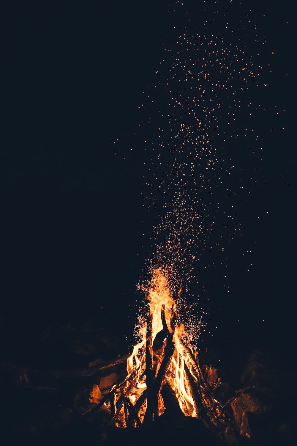 A fire is burning in the dark - Fire, magic, camping