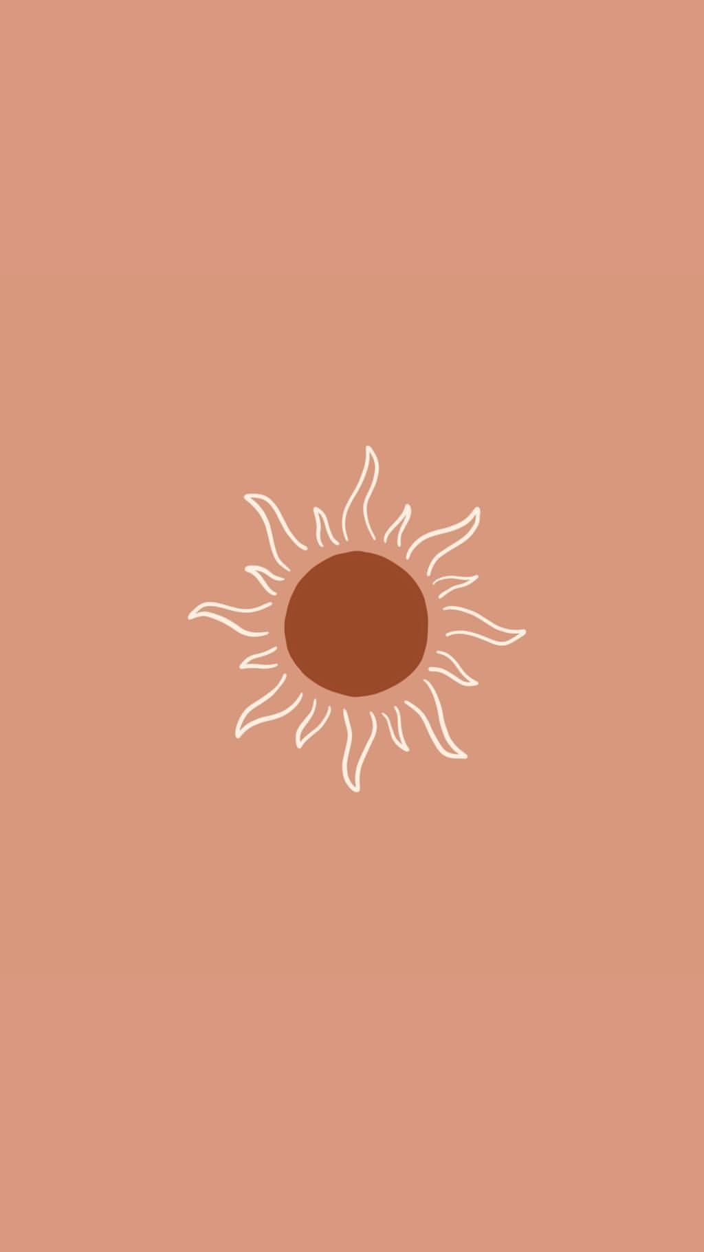 A minimalist sun illustration on a terracotta background - Boho