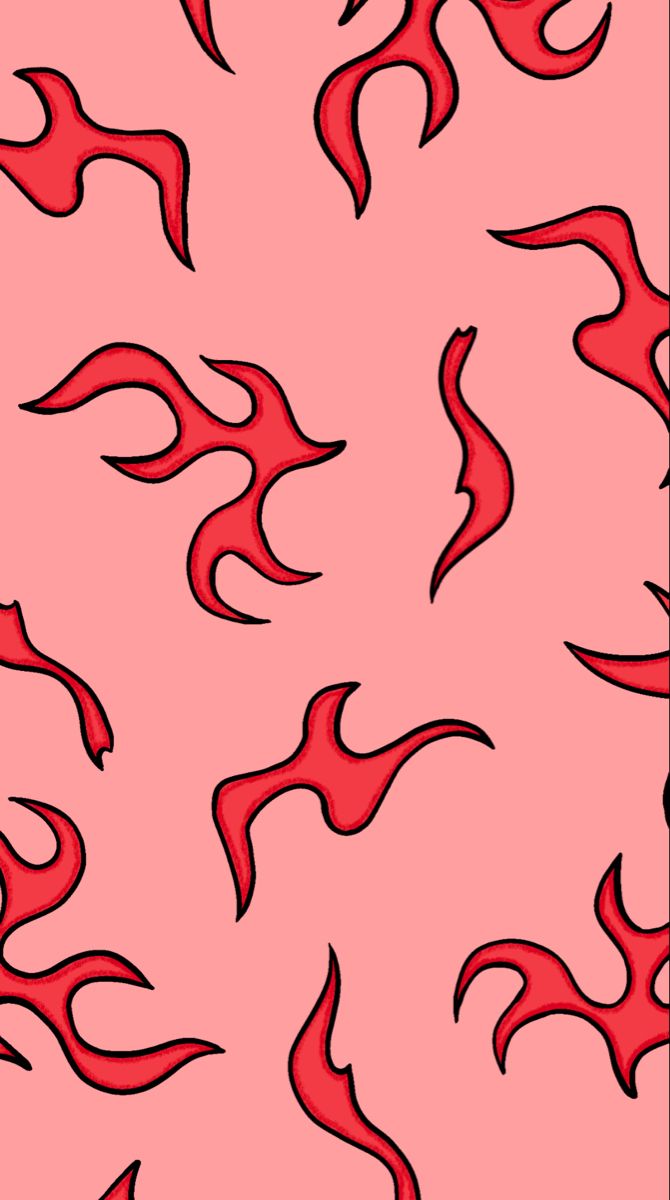 A phone wallpaper with red flames on a pink background. - Fire, flames