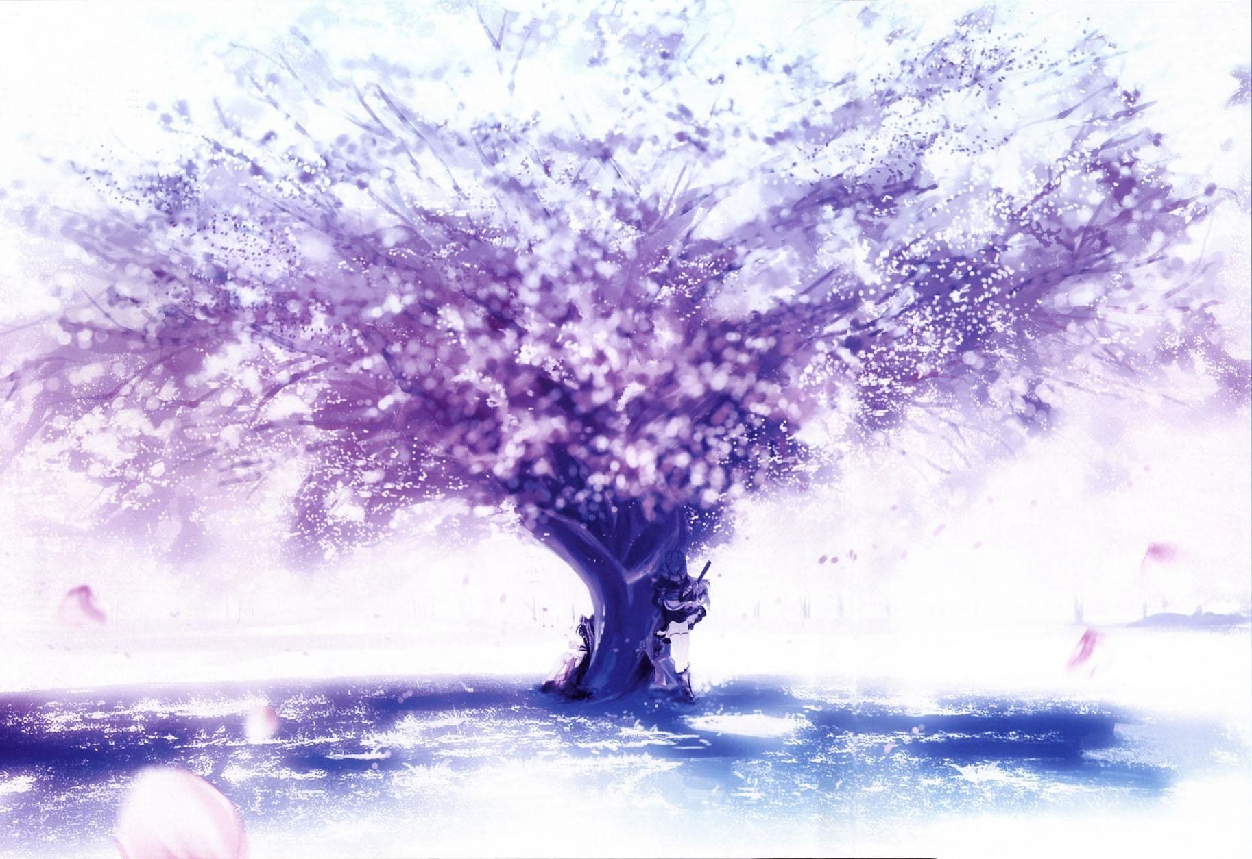 A tree with purple flowers in the background - Pisces