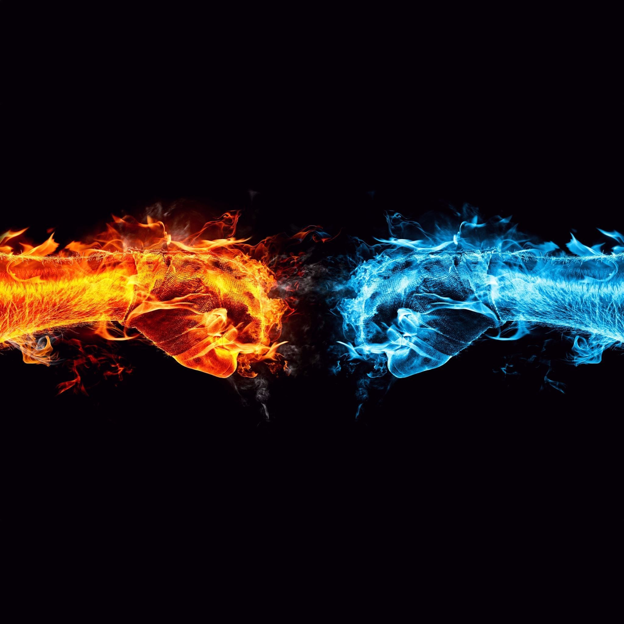 Fire Ice Fists iPad Air Wallpaper Free Download