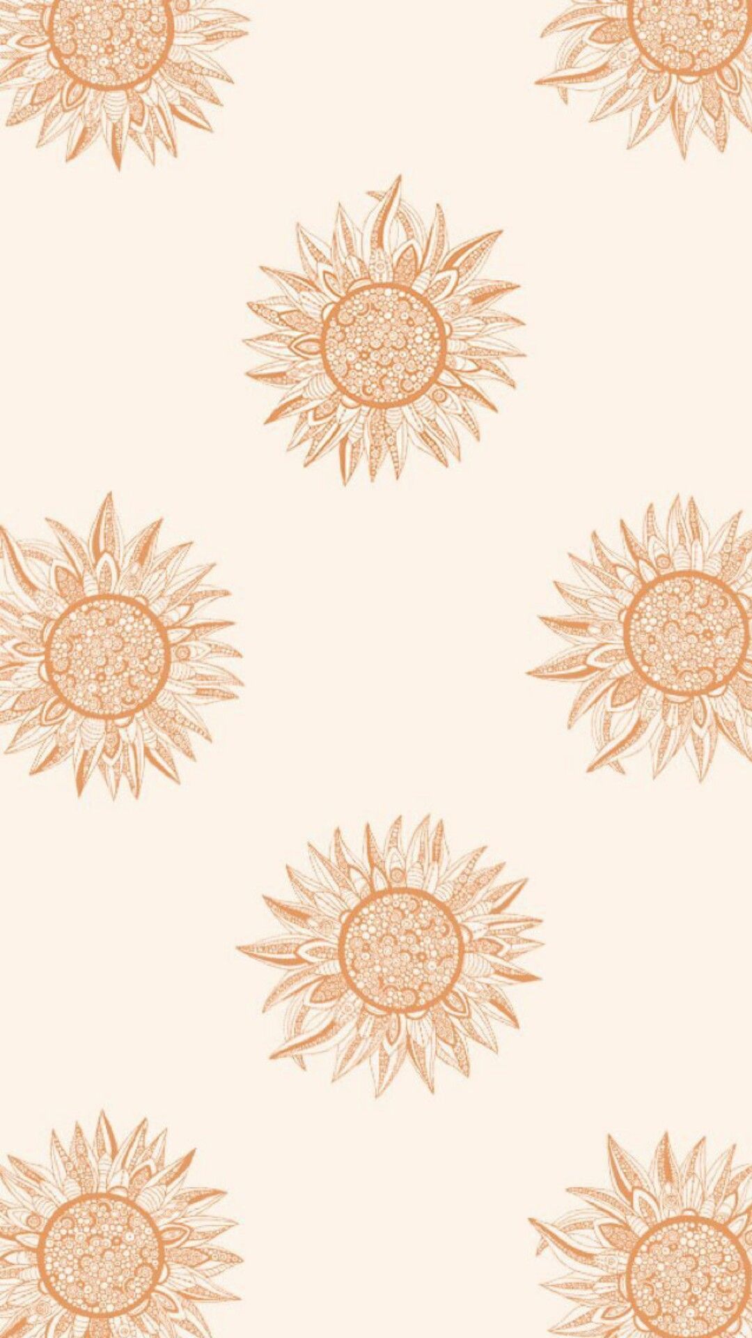 A pattern of sunflowers in orange - Boho, sun