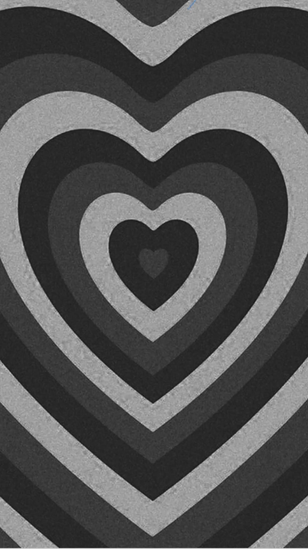 Black and white hearts background - Black heart