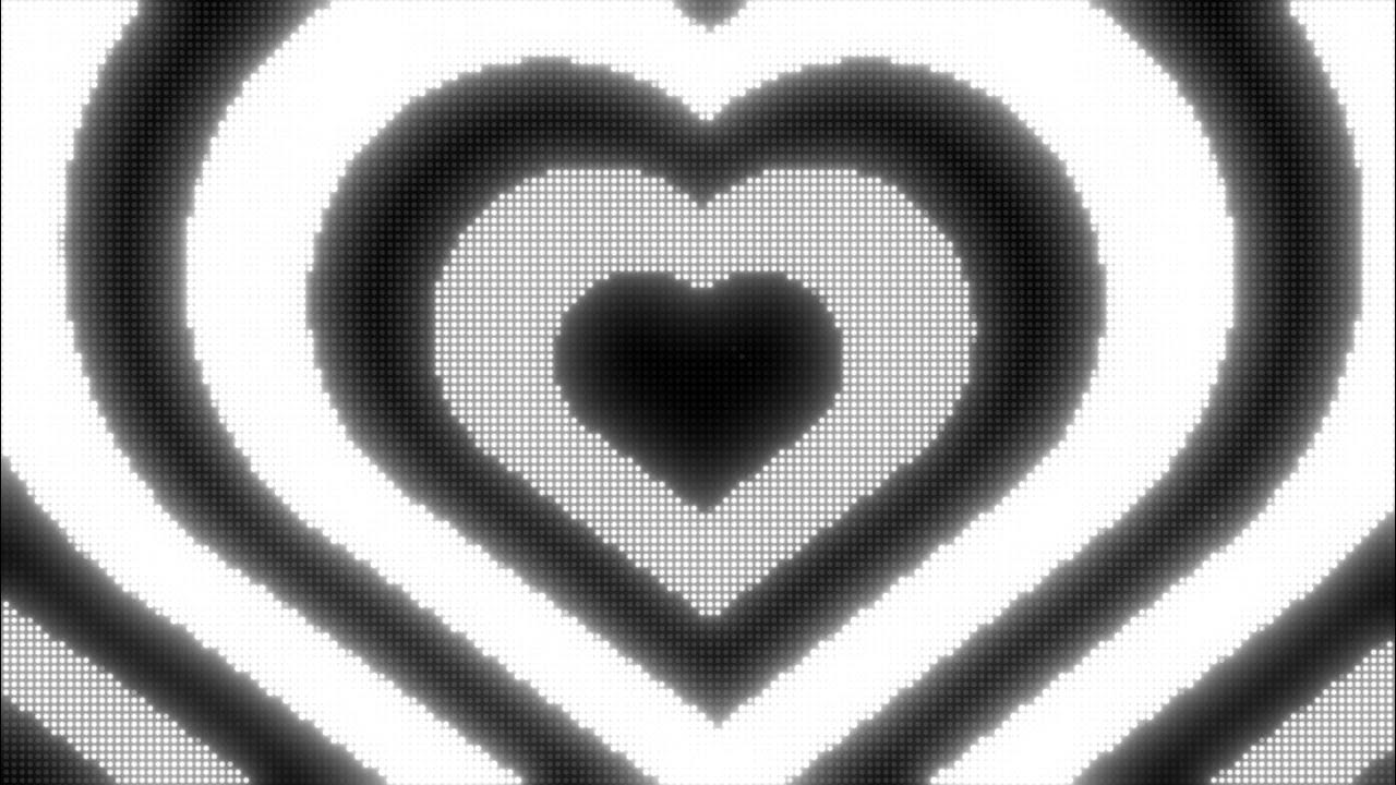 Black and White Y2k Neon LED Lights Heart Background.. 1 Hour Looped HD