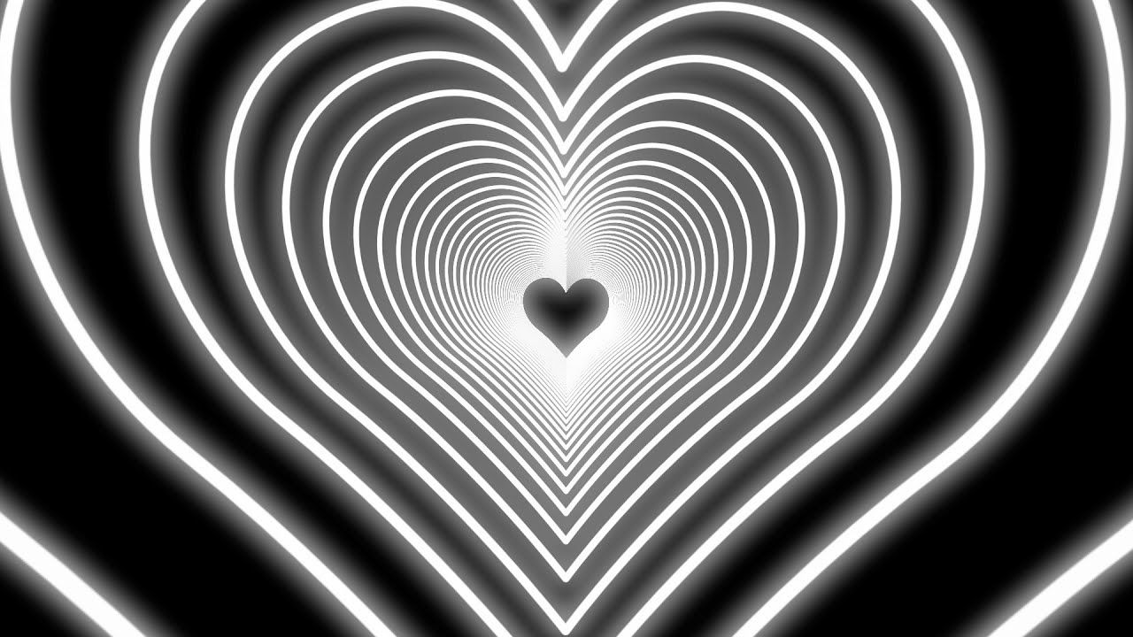 Neon Heart Tunnel Background Túnel de corazones en blanco y negro