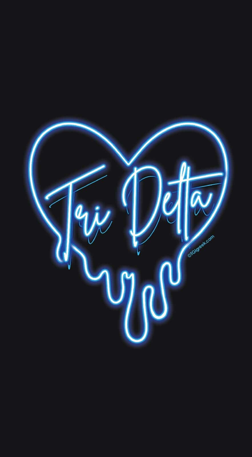 Blue neon sign of a heart with the words 