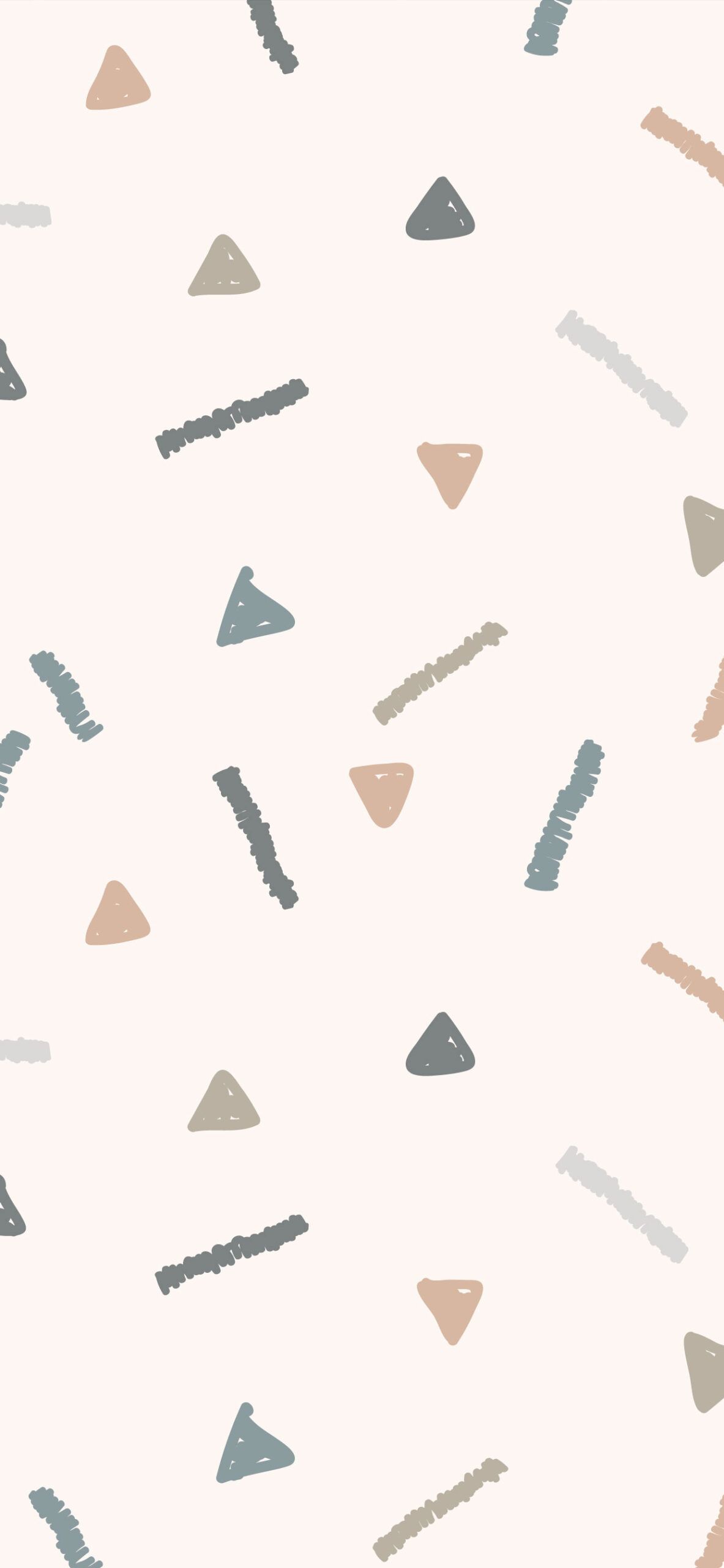 A pattern of pastel colored shapes on a white background - Boho