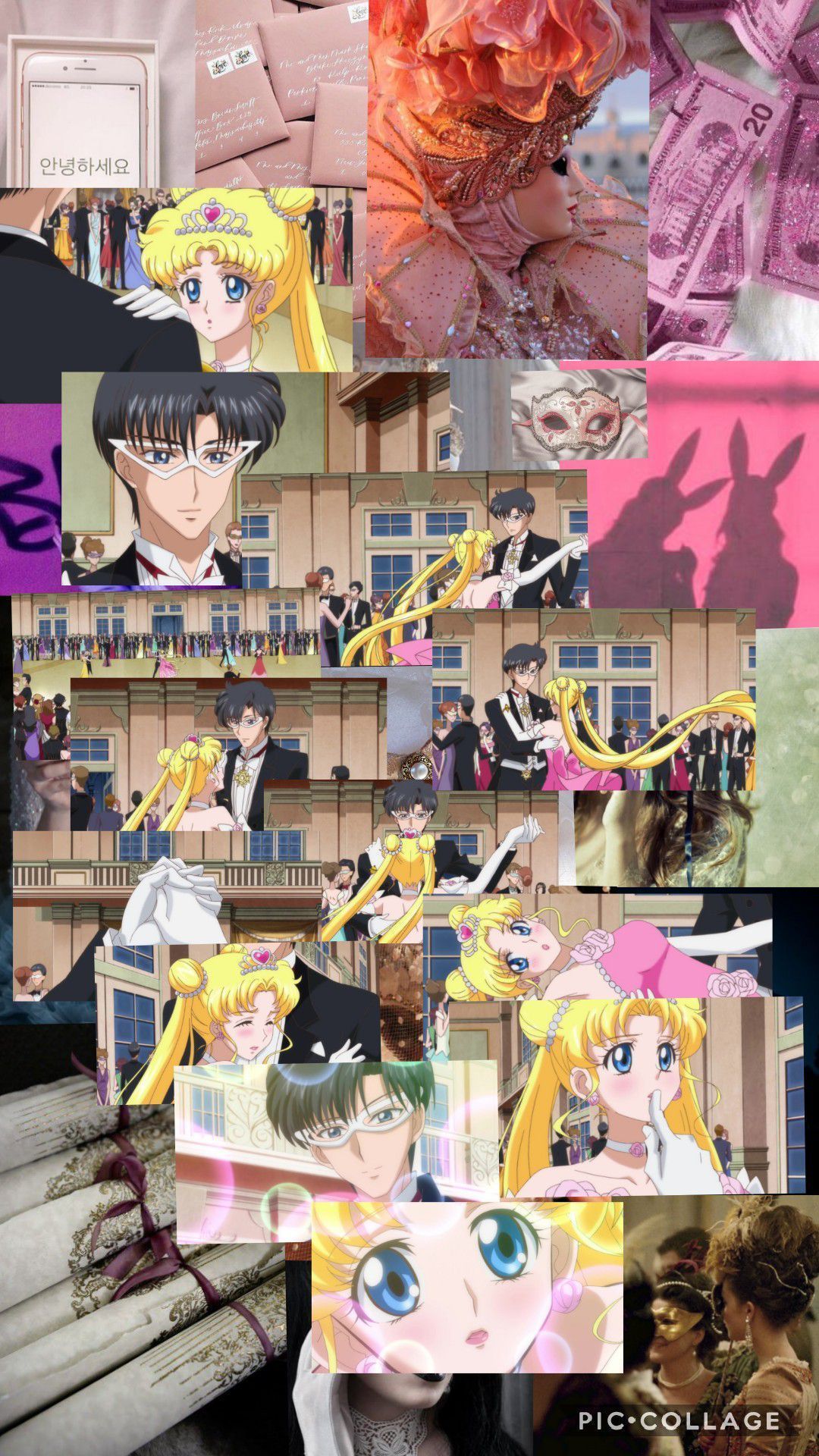 A collage of images with different characters - Sailor Moon