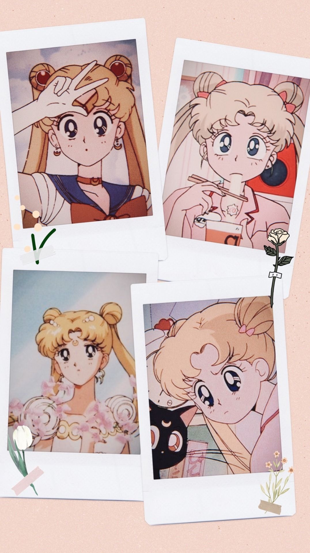 Four pictures of sailor moon and her friends - Sailor Moon