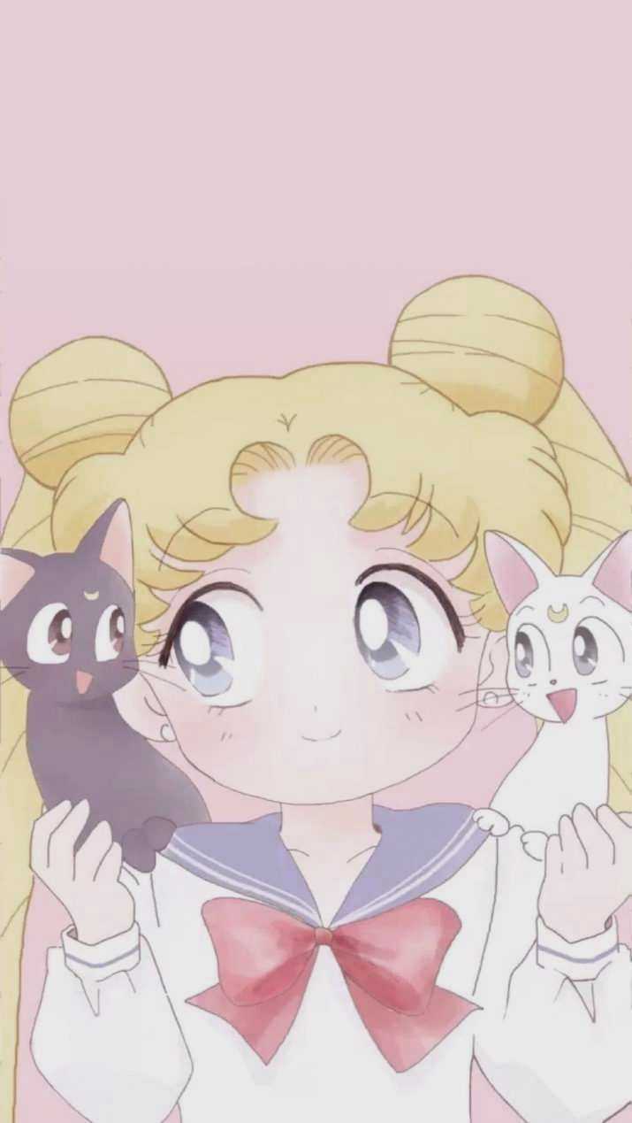 Sailor moon with her cats - Sailor Moon