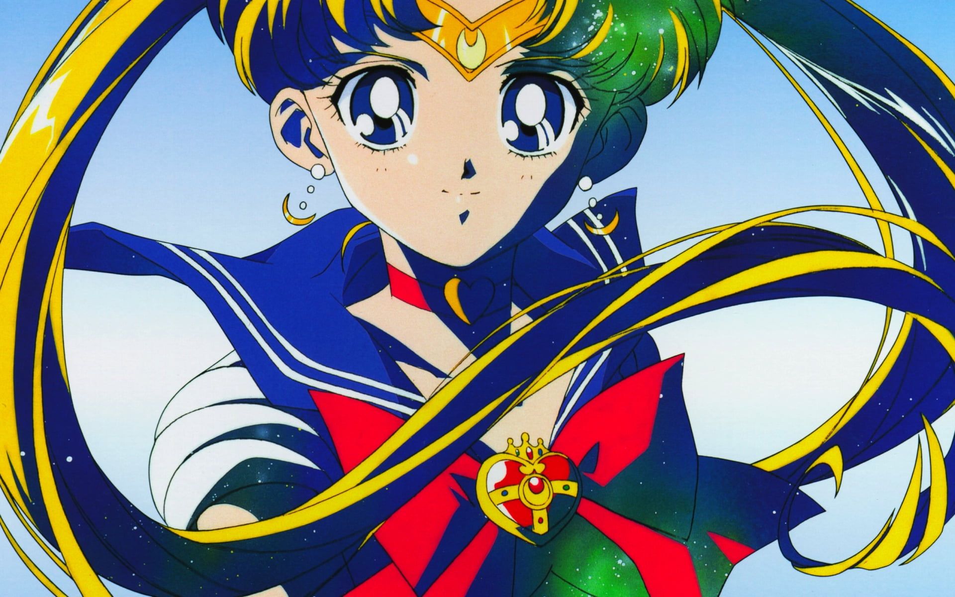 A cartoon character with long hair and blue eyes - Sailor Moon