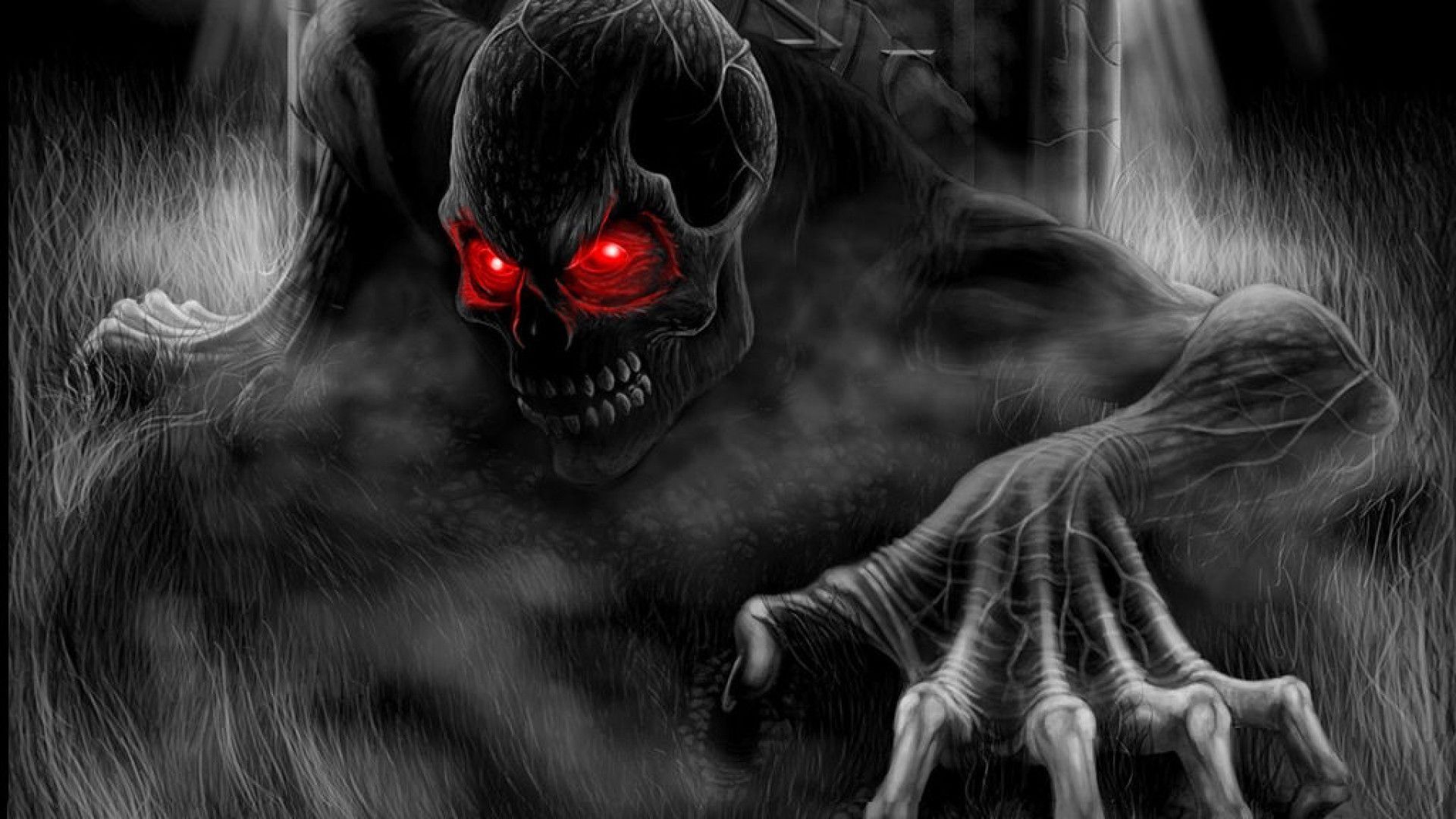 A scary looking demon with red eyes - Horror