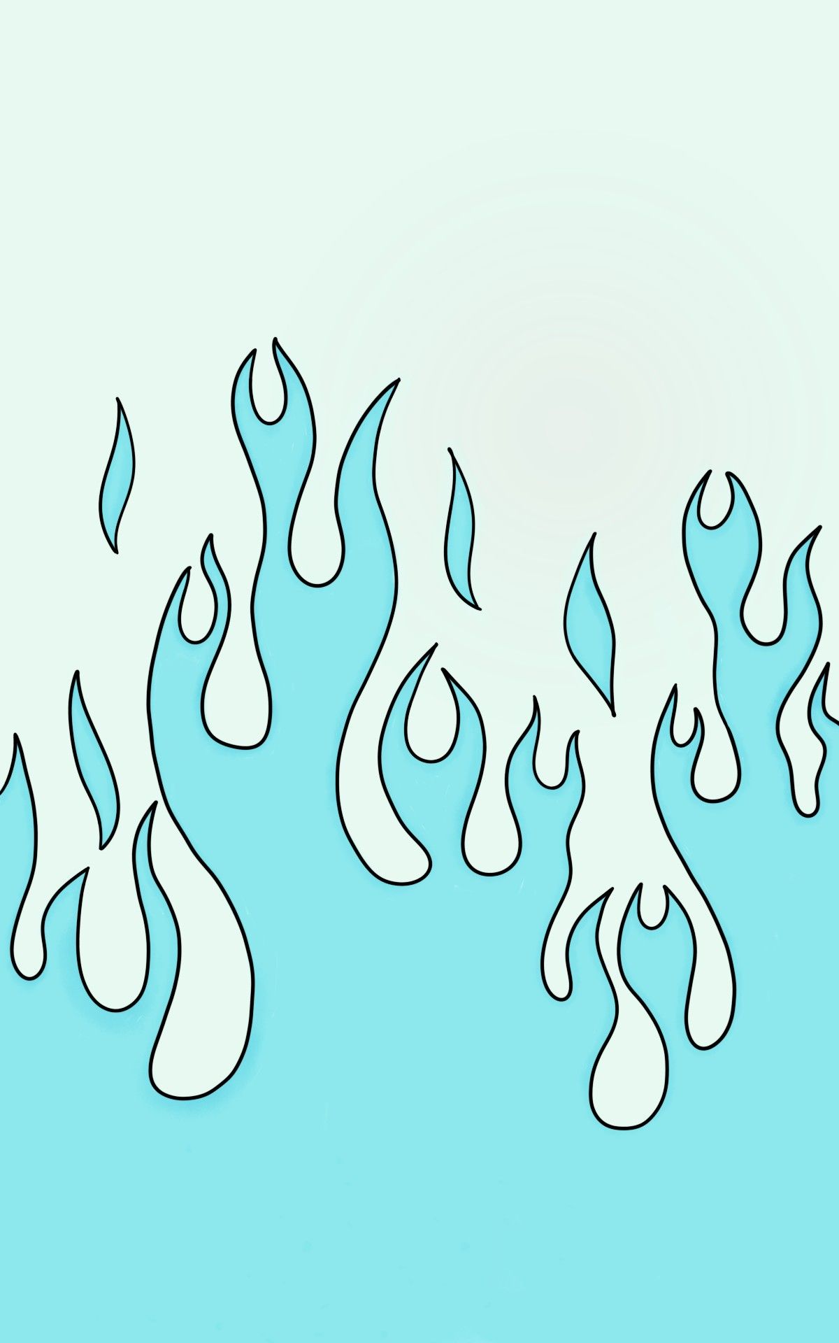 A blue flame pattern on a light blue background - Fire, flames