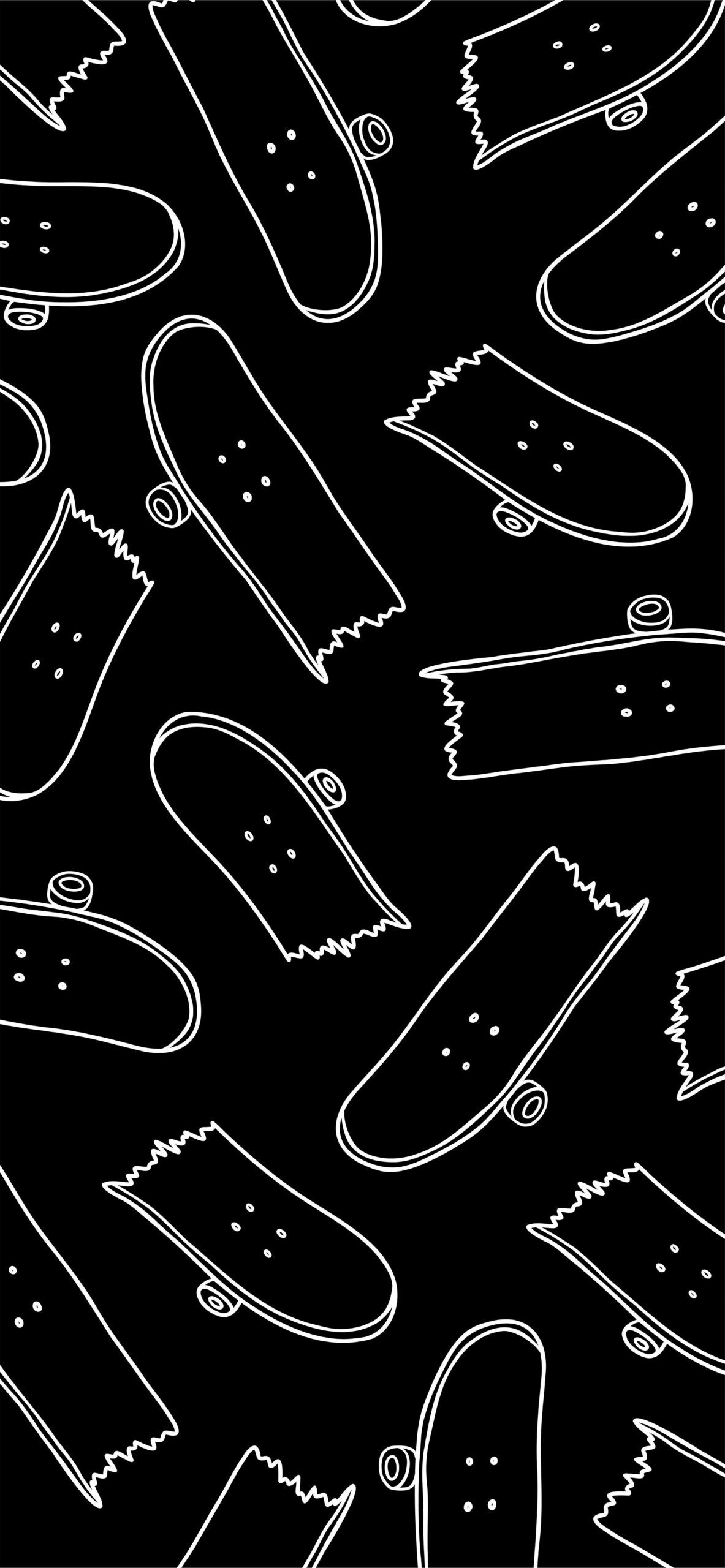 Black and white pattern of broken skateboards - Skate