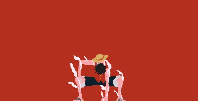 Monkey D. Luffy, One Piece, minimalism, red background, anime, One Piece anime, 1920x1080 wallpaper - One Piece