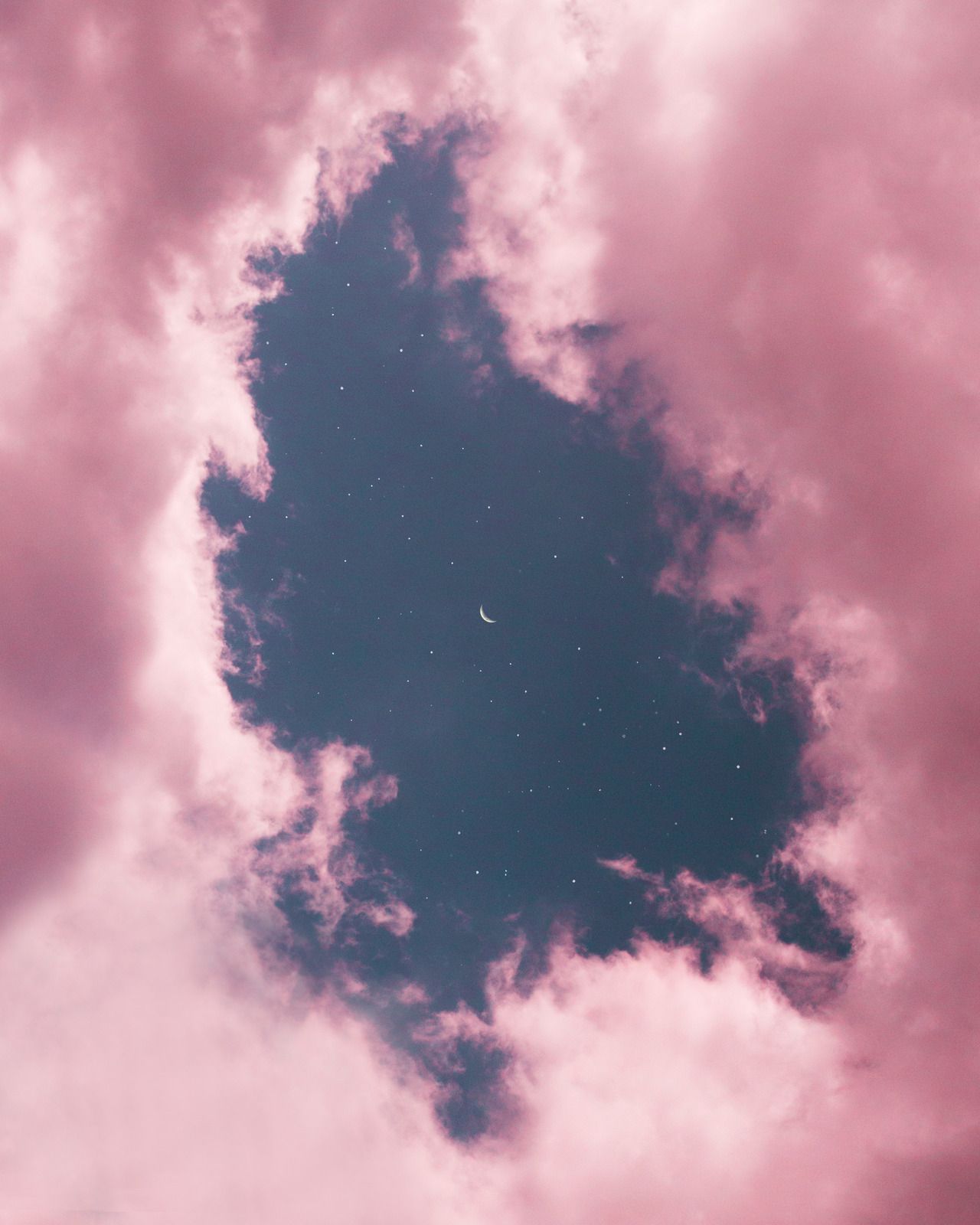 A pink cloud with blue sky in the background - Vintage clouds, Cupid