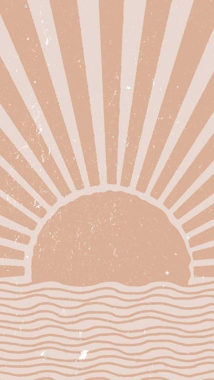 IPhone wallpaper with a sun and waves - Boho