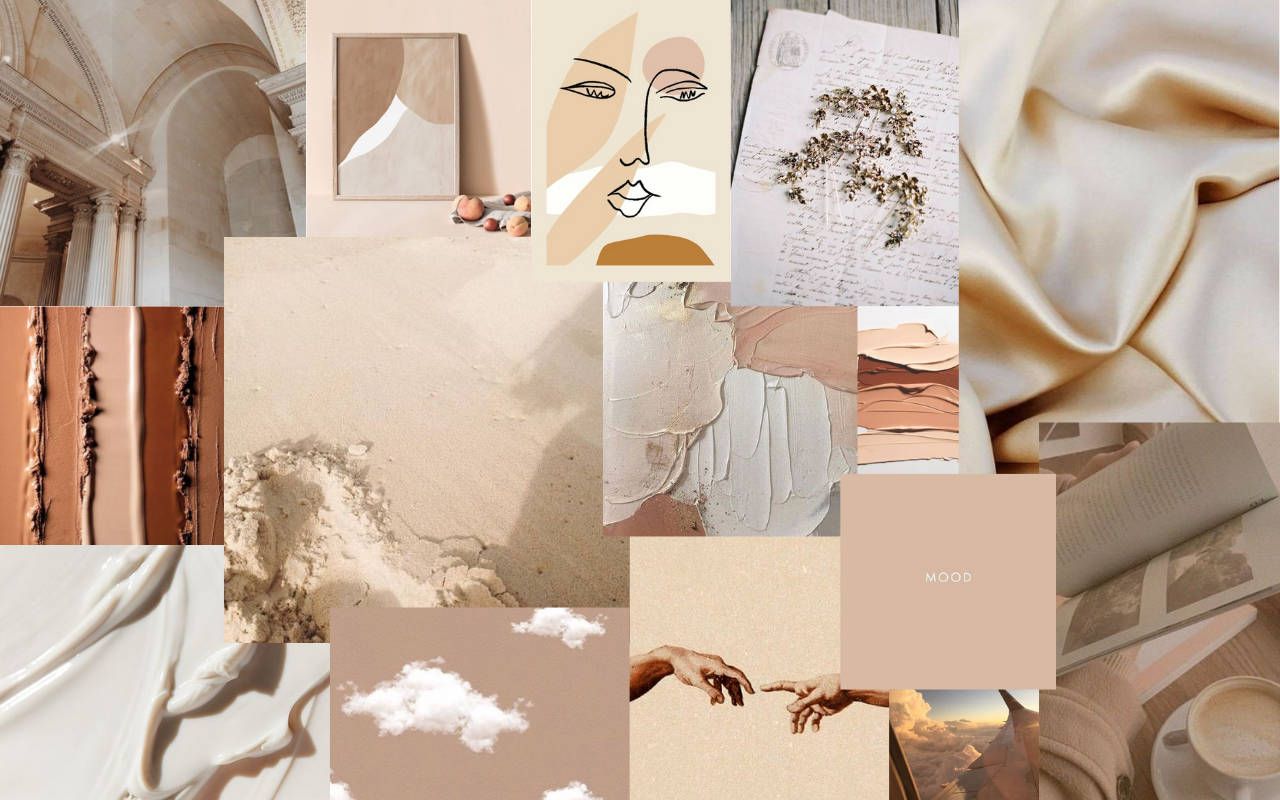 A collage of different images and colors - Beige, cream