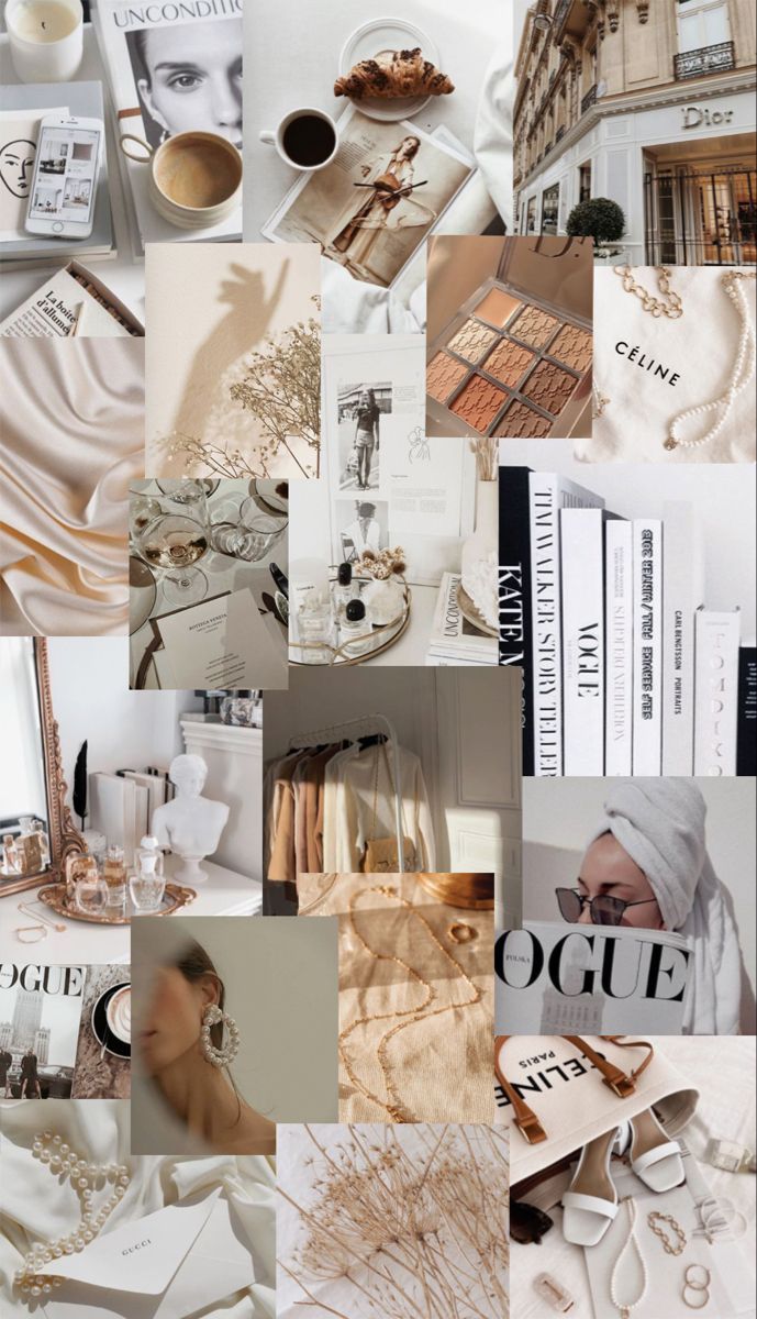 A collage of pictures with different items in them - Cream