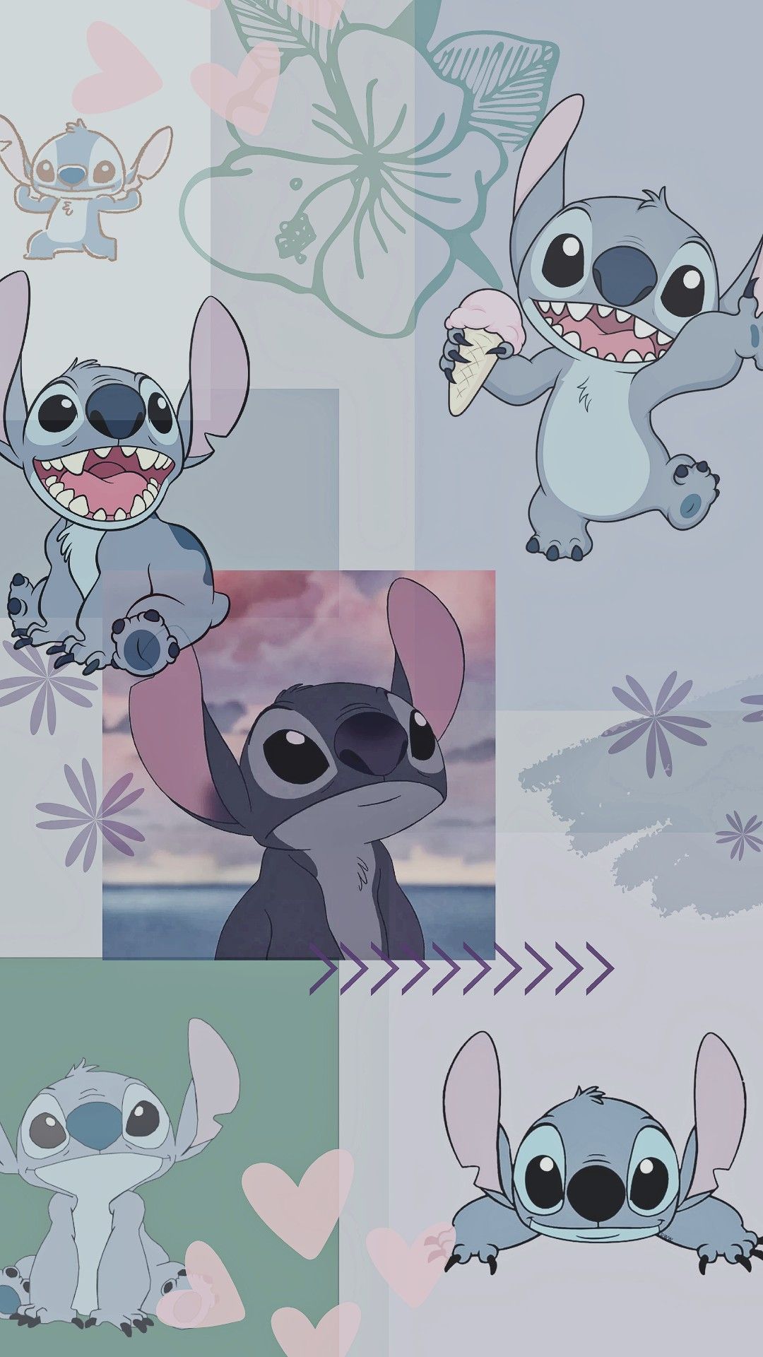 A collage of stitch and other characters - Stitch