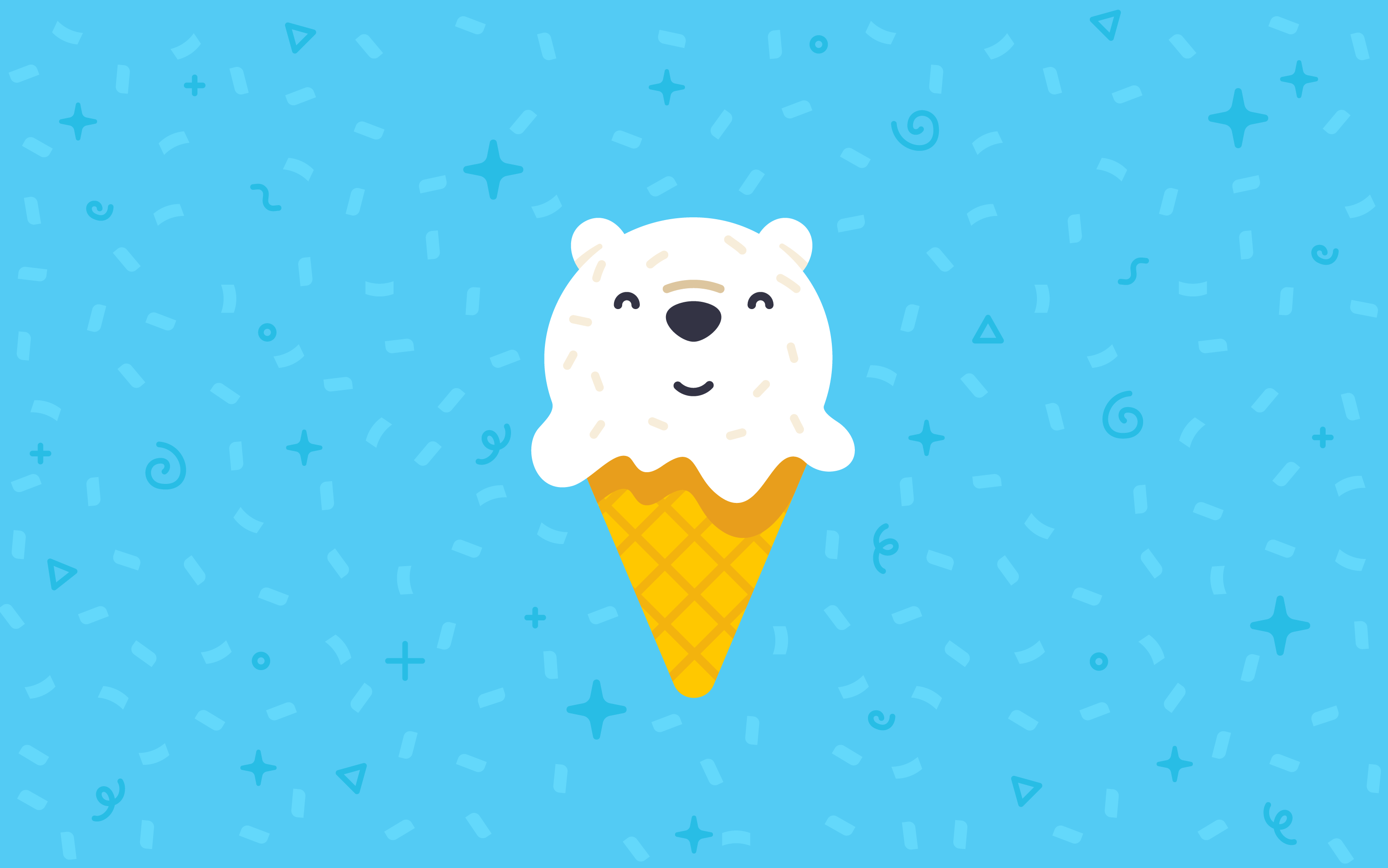 A polar bear is sitting on top of an ice cream cone - Ice cream, teddy bear