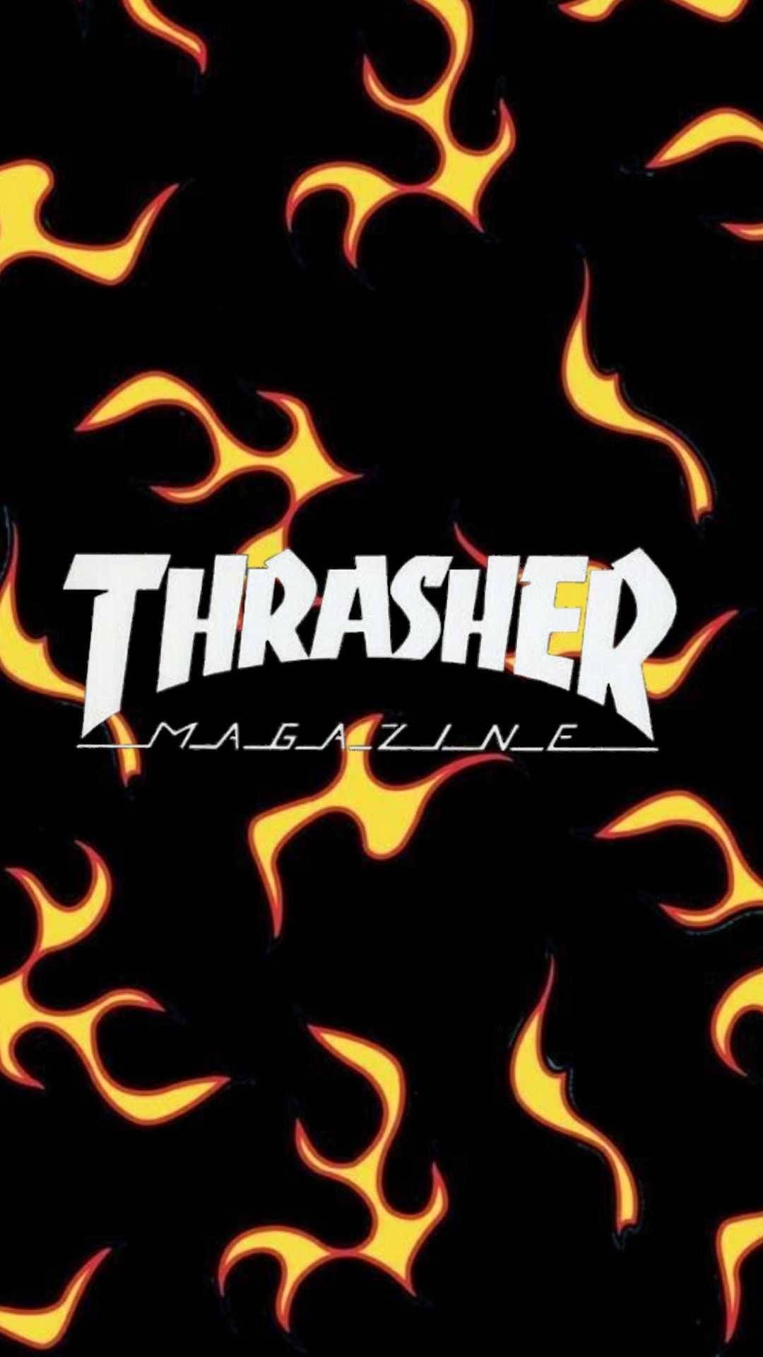 Download Thrasher With Flame Patterns Wallpaper