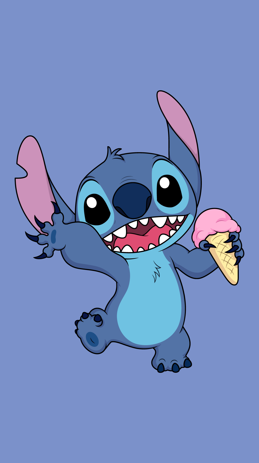Stitch the little blue alien from lilo and stoctch is holding an ice cream cone - Stitch