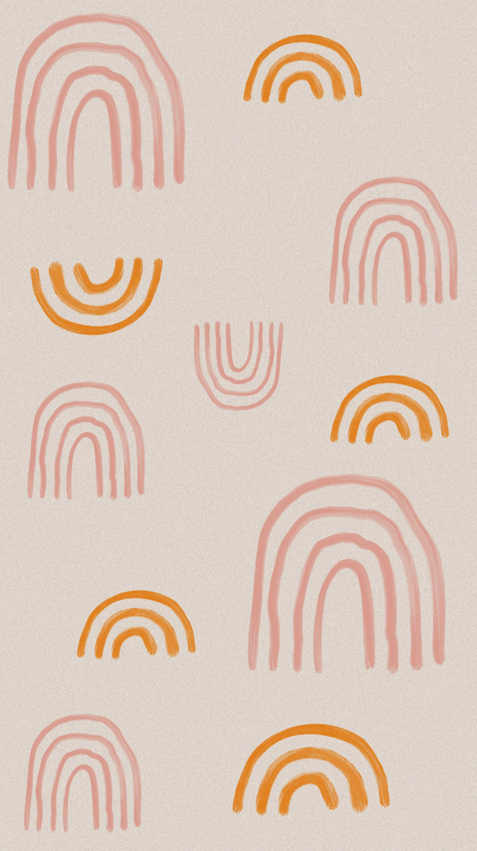 A pattern of rainbows and circles on beige - Boho