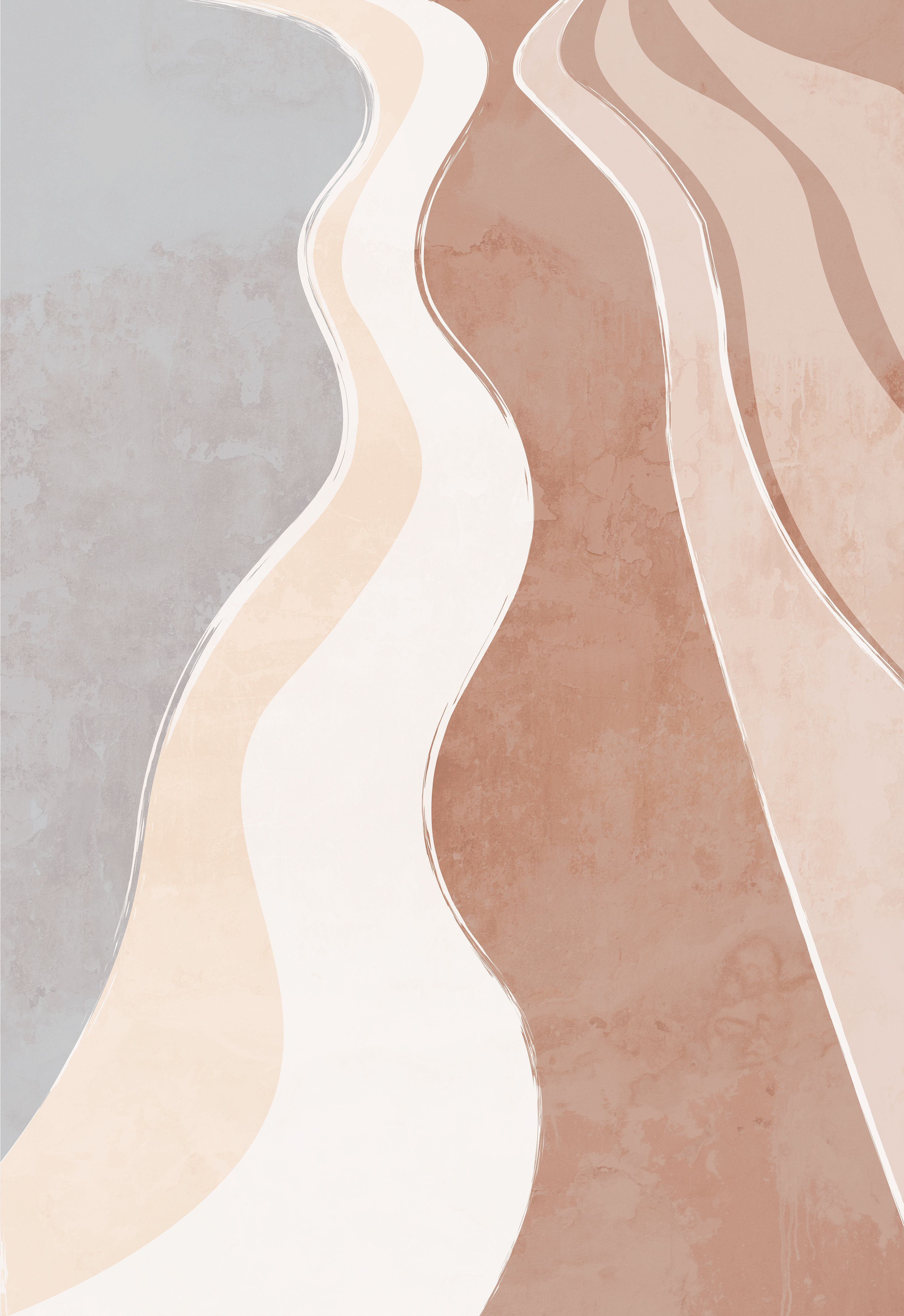 An image featuring a watercolor painting of abstract shapes in brown, beige, and white. - Boho, neutral