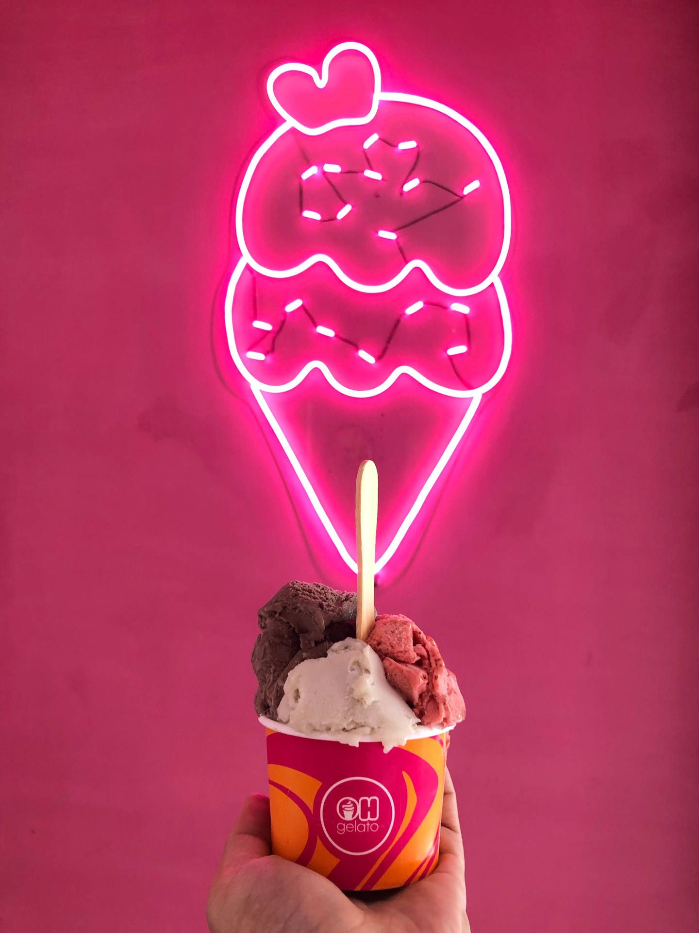 Download Neon Pink Aesthetic Ice Cream Wallpaper