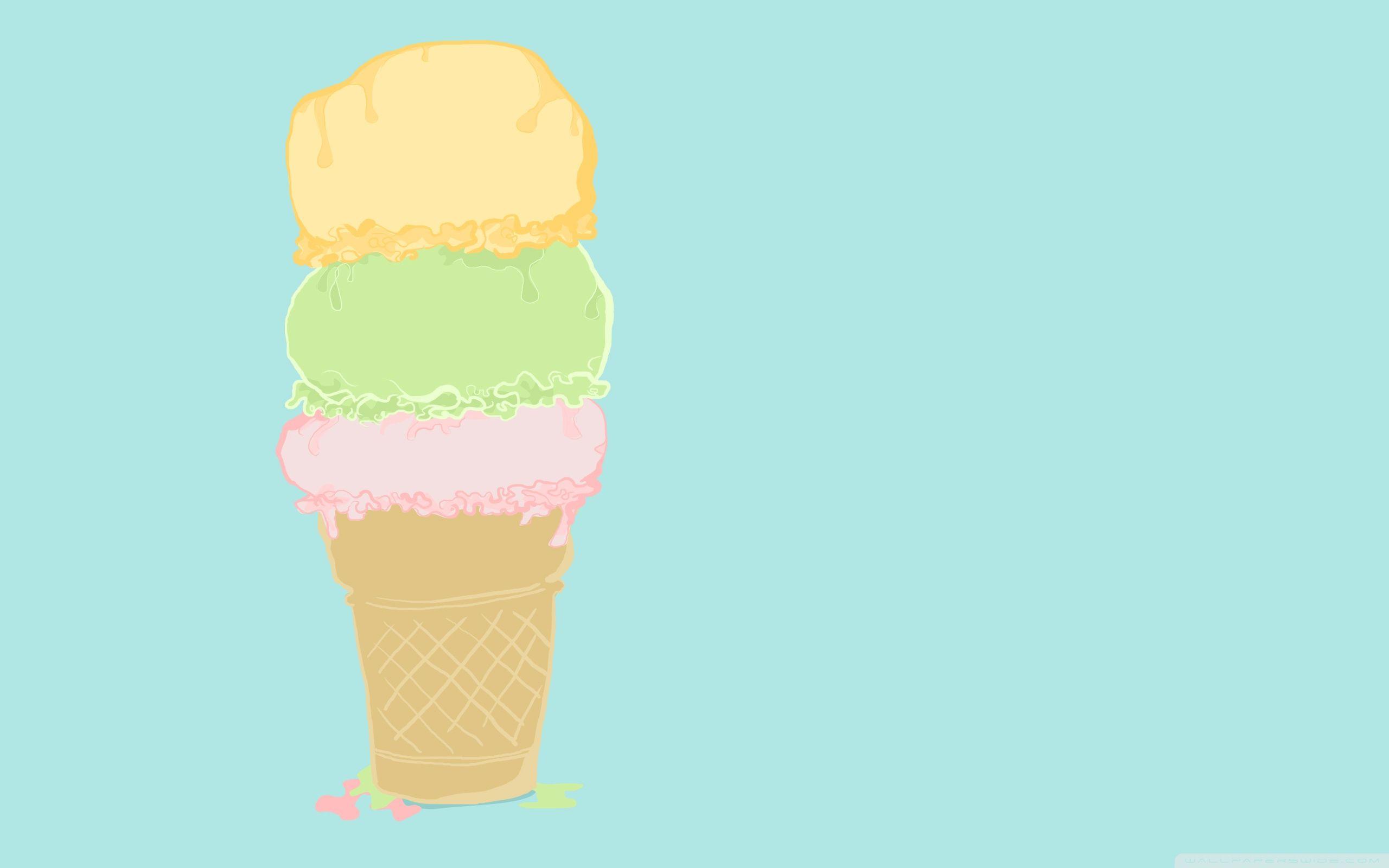 A cartoon of three ice cream cones - Ice cream