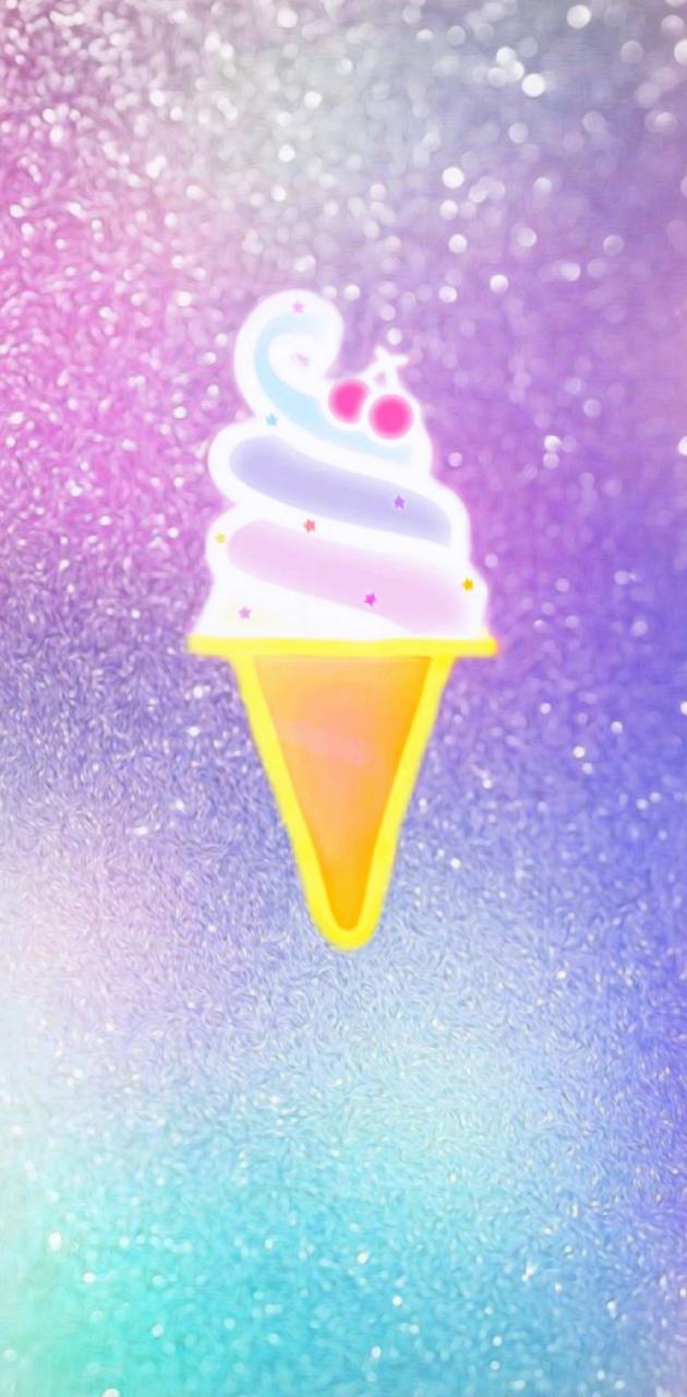 IPhone wallpaper of a colorful ice cream cone with sprinkles - Ice cream