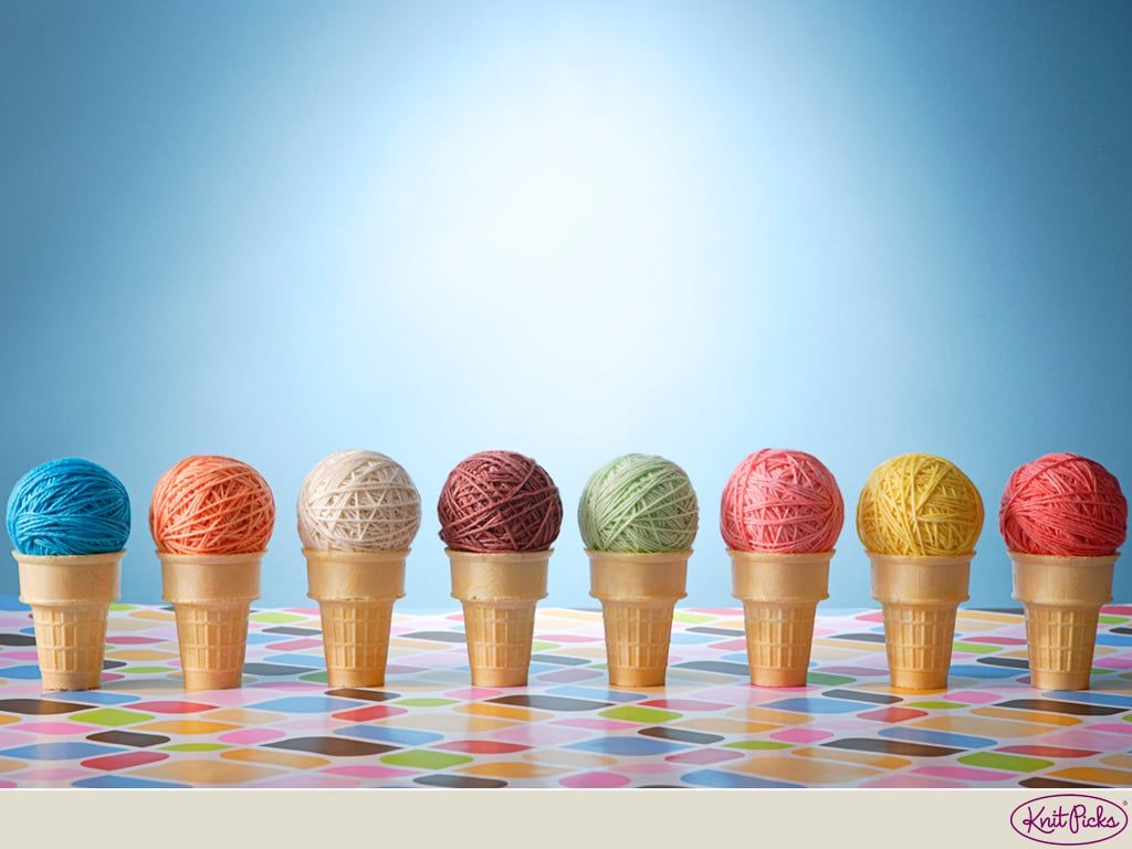 Ice cream cones with balls of yarn in place of the ice cream - Ice cream