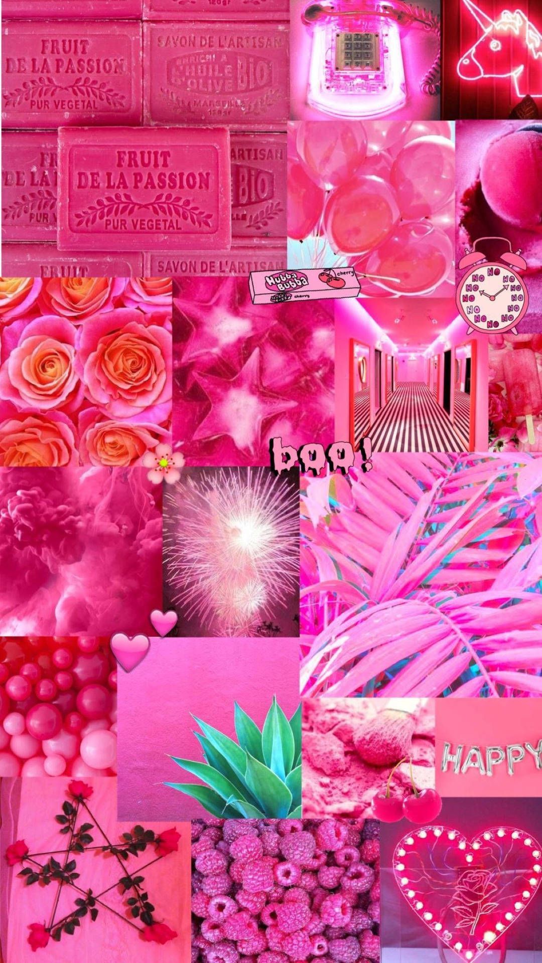 A collage of pink pictures with different things in them - Pink collage, hot pink, bright, pink