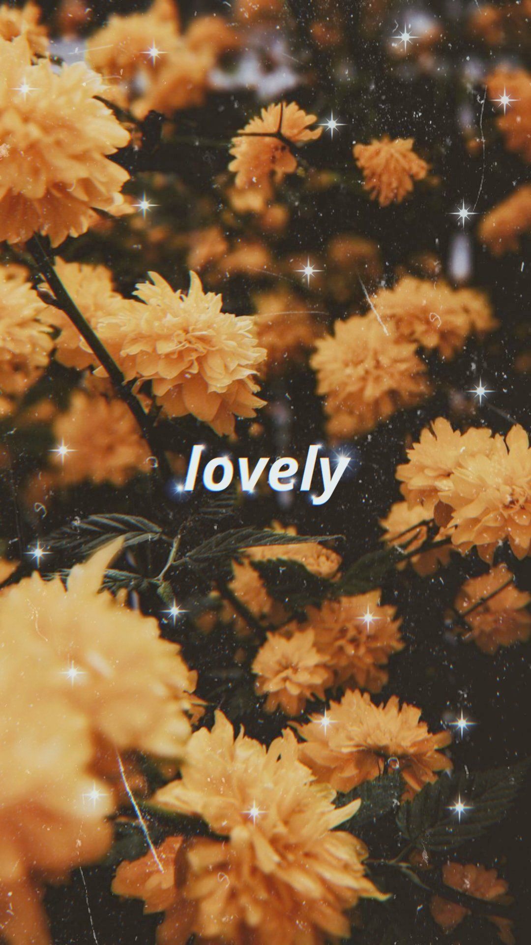 Aesthetic phone background of yellow flowers with the word 
