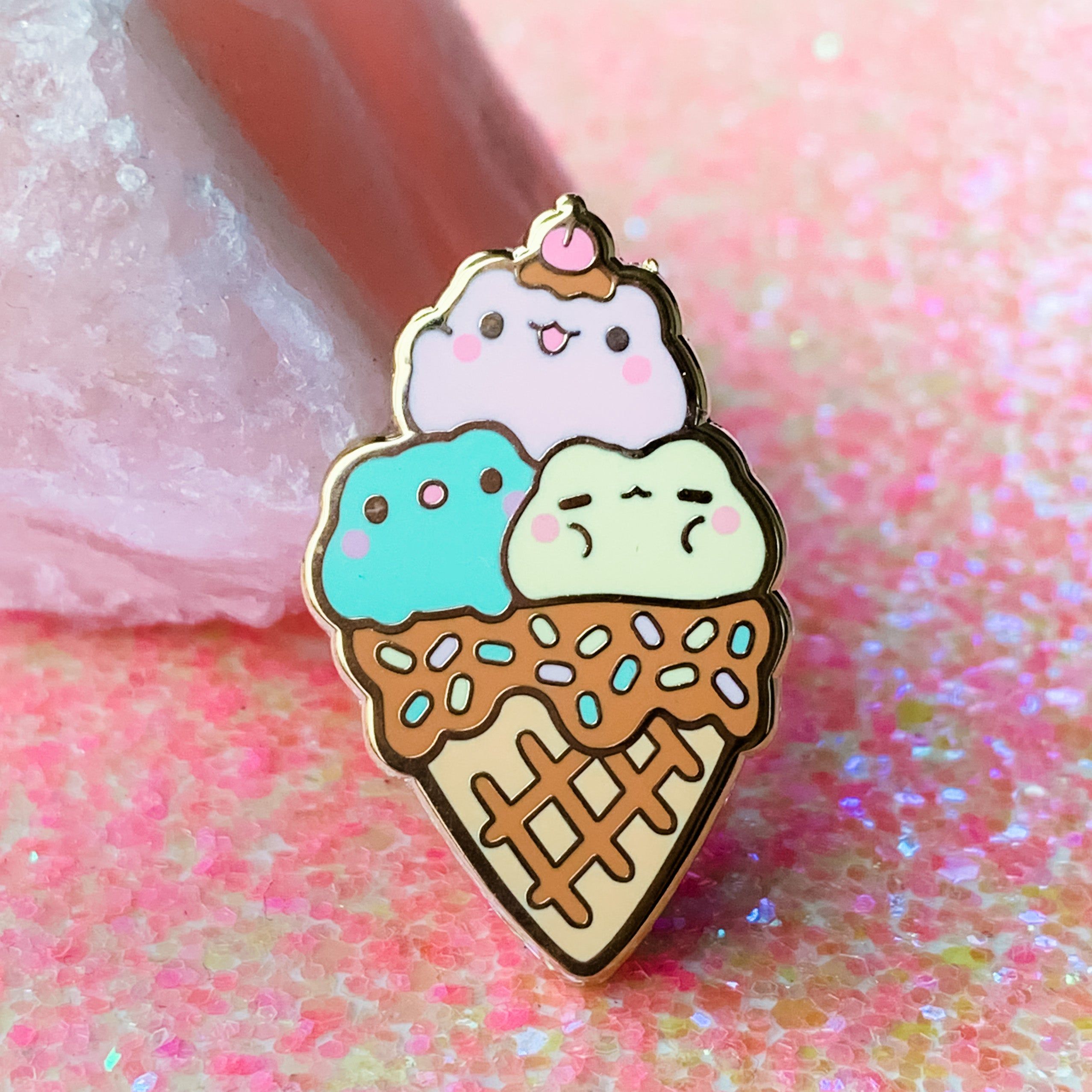 Froggie Ice Cream Cone Pin