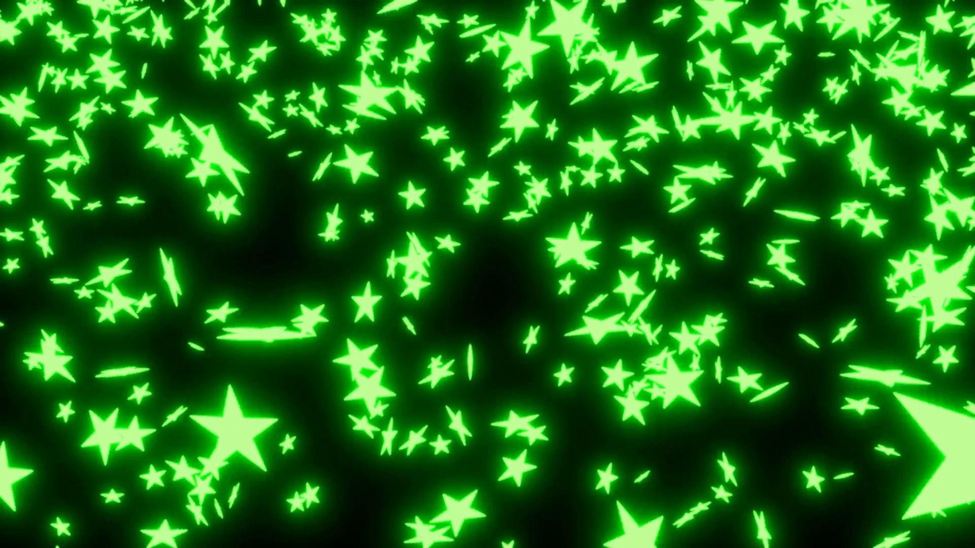 Subscription Library Animated falling neon green stars on black background