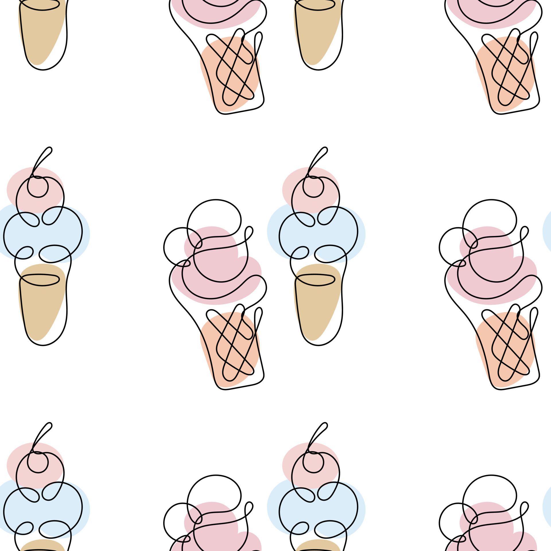 A pattern of ice cream cones and cups - Ice cream